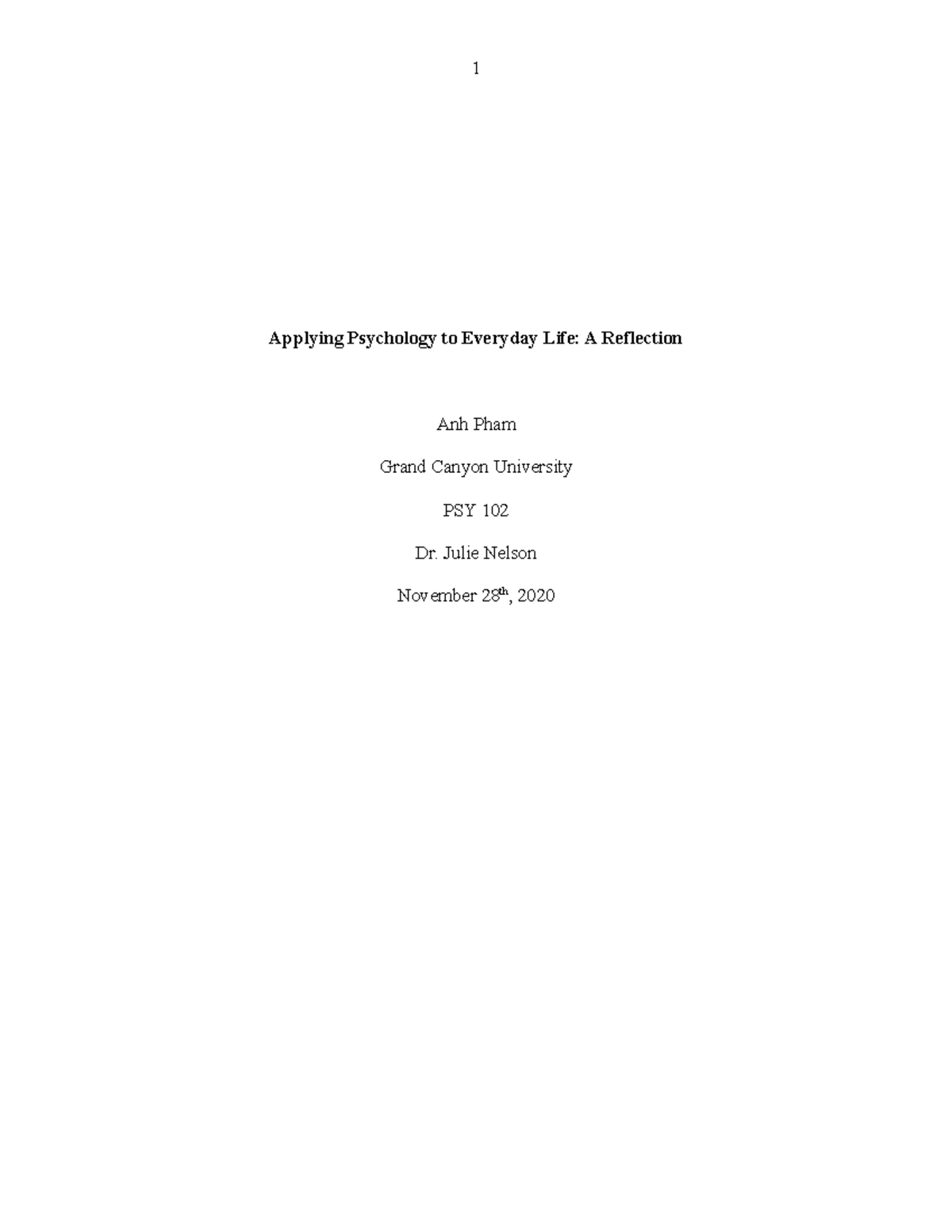 Application Paper - Grade: A - Applying Psychology to Everyday Life: A ...