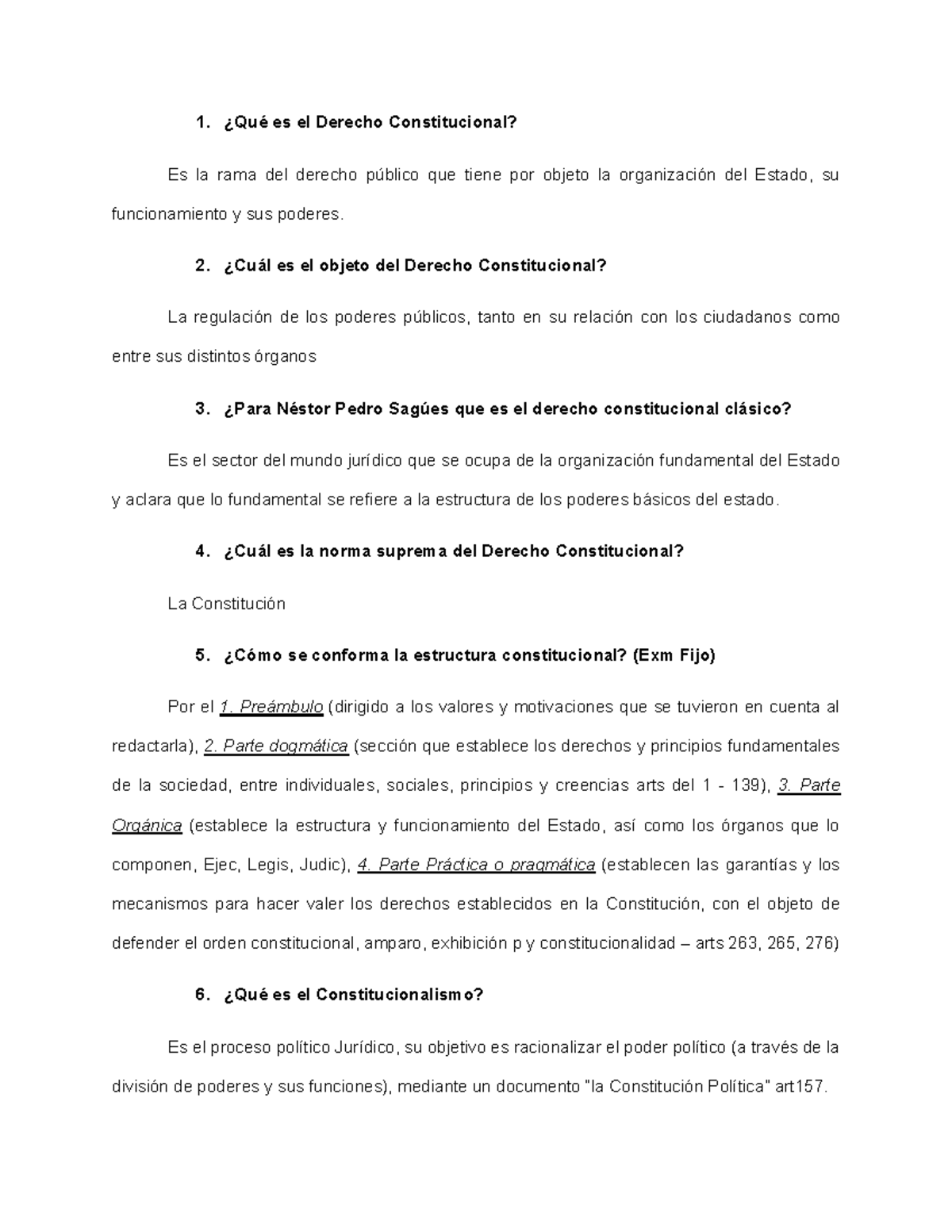 Cuestionario de Derecho Constitucional (DC 101) - Studocu