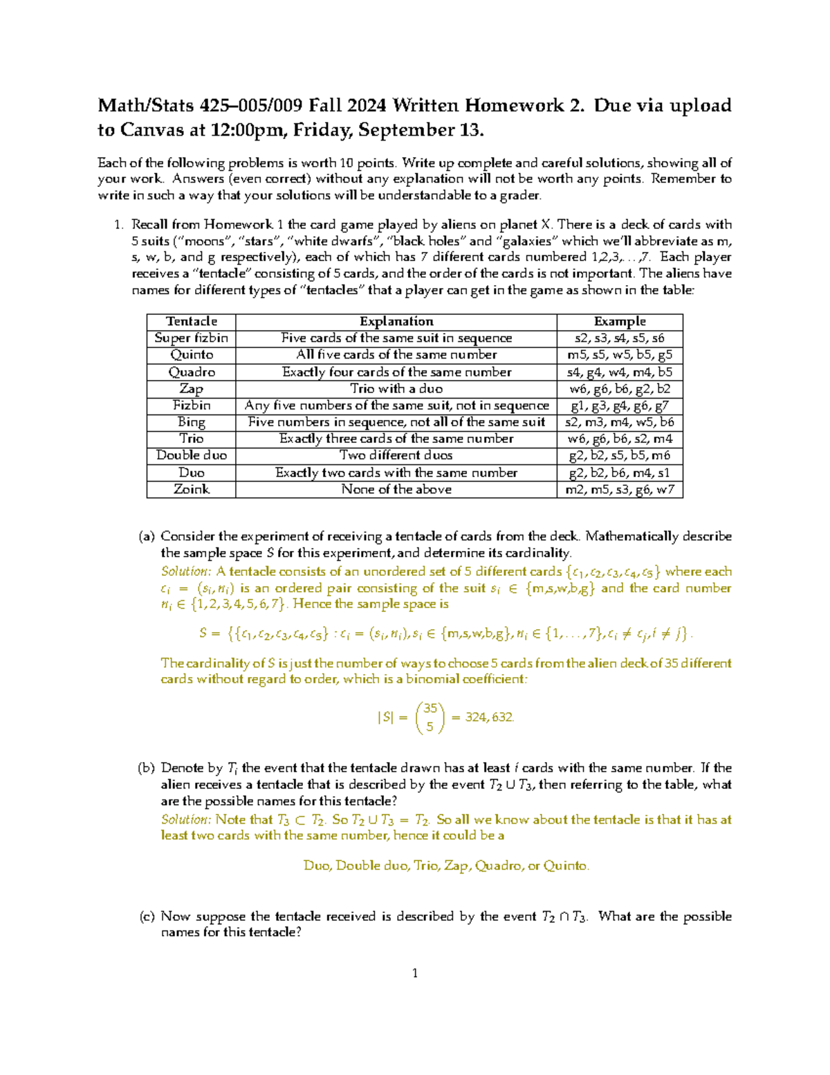 Math/Stats 425 Written Homework 2 Solutions (Fall 2024) - Studocu