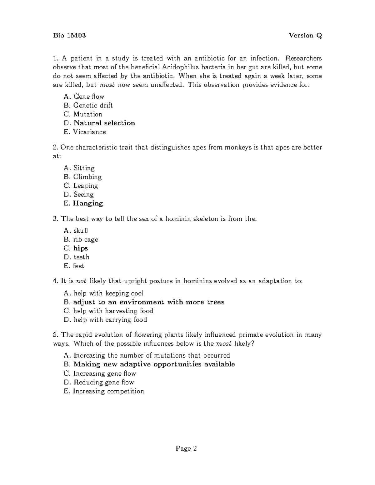 Bio 1M Practice Final Exam - Dushoff and Kolasa Review Questions - Studocu