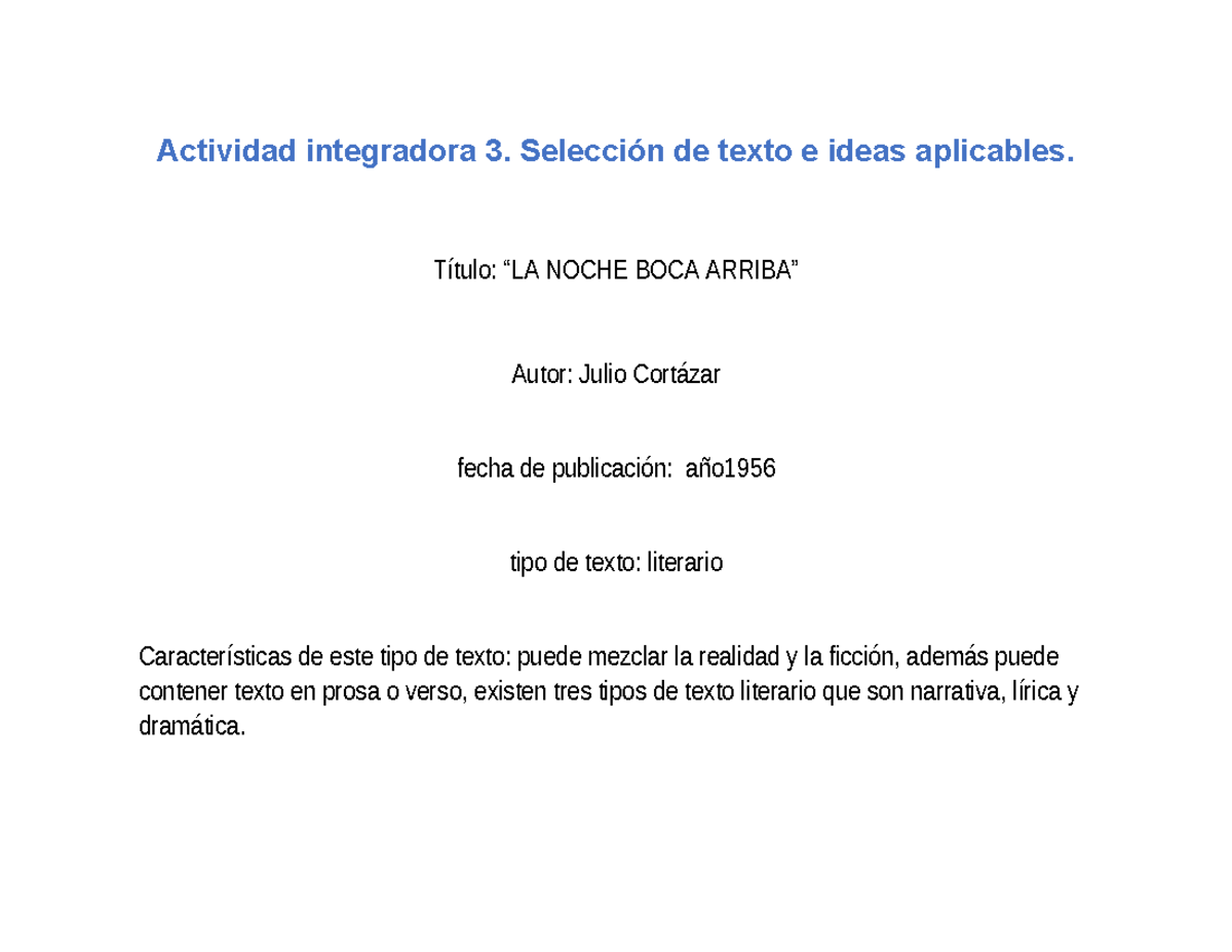 Actividad Integradora 3 Análisis De Noche Boca De Cortázar M2s2ai3
