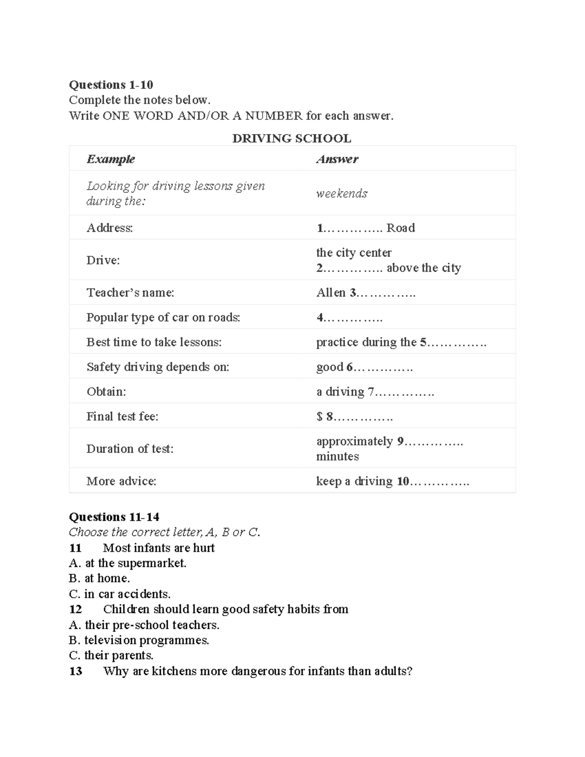 Lis 6:4 IELTS Listening Practice P1+2 Notes and Questions - Studocu