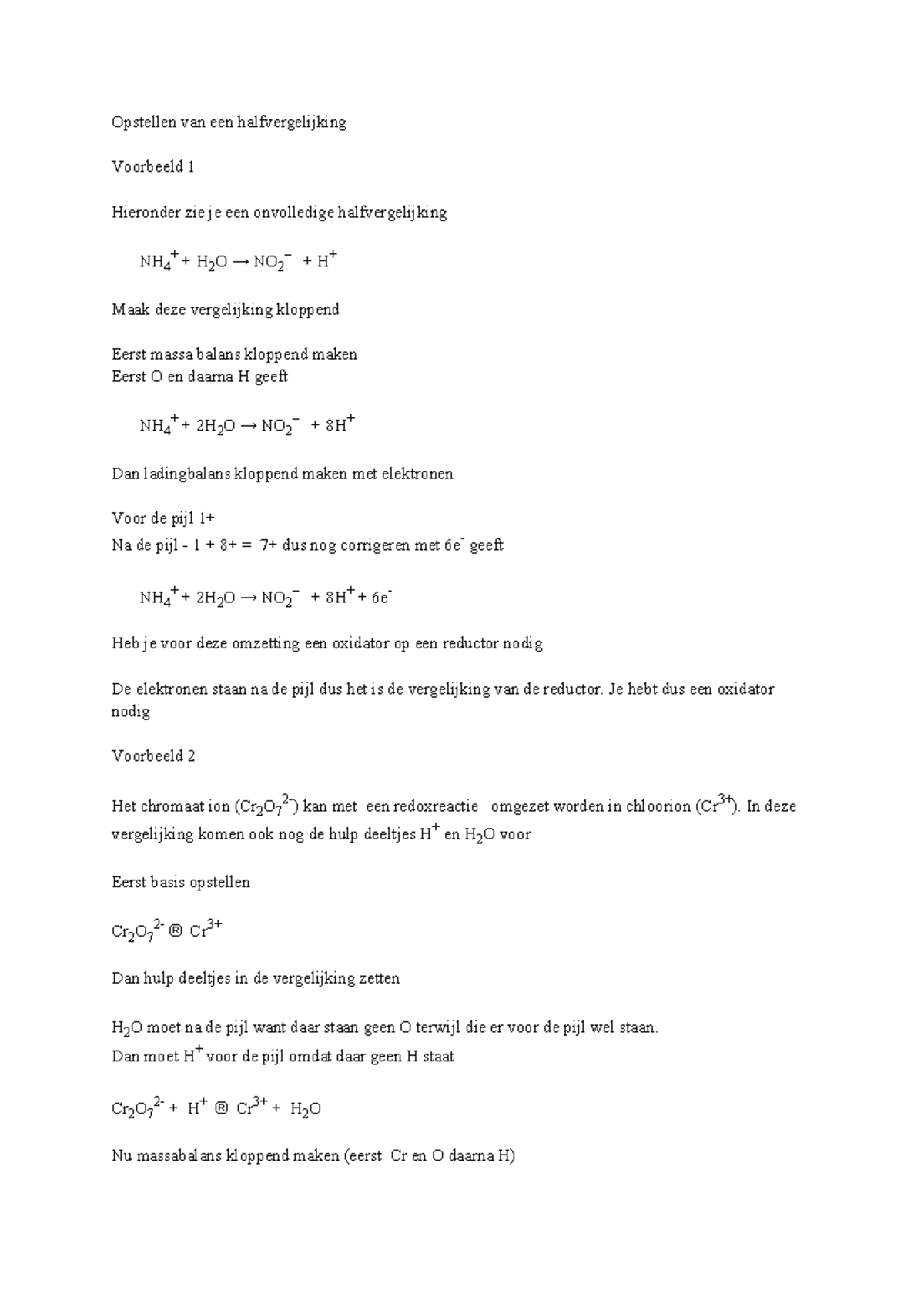 Scheikunde Halfreacties en Redoxreacties Uitleg en Voorbeelden ...