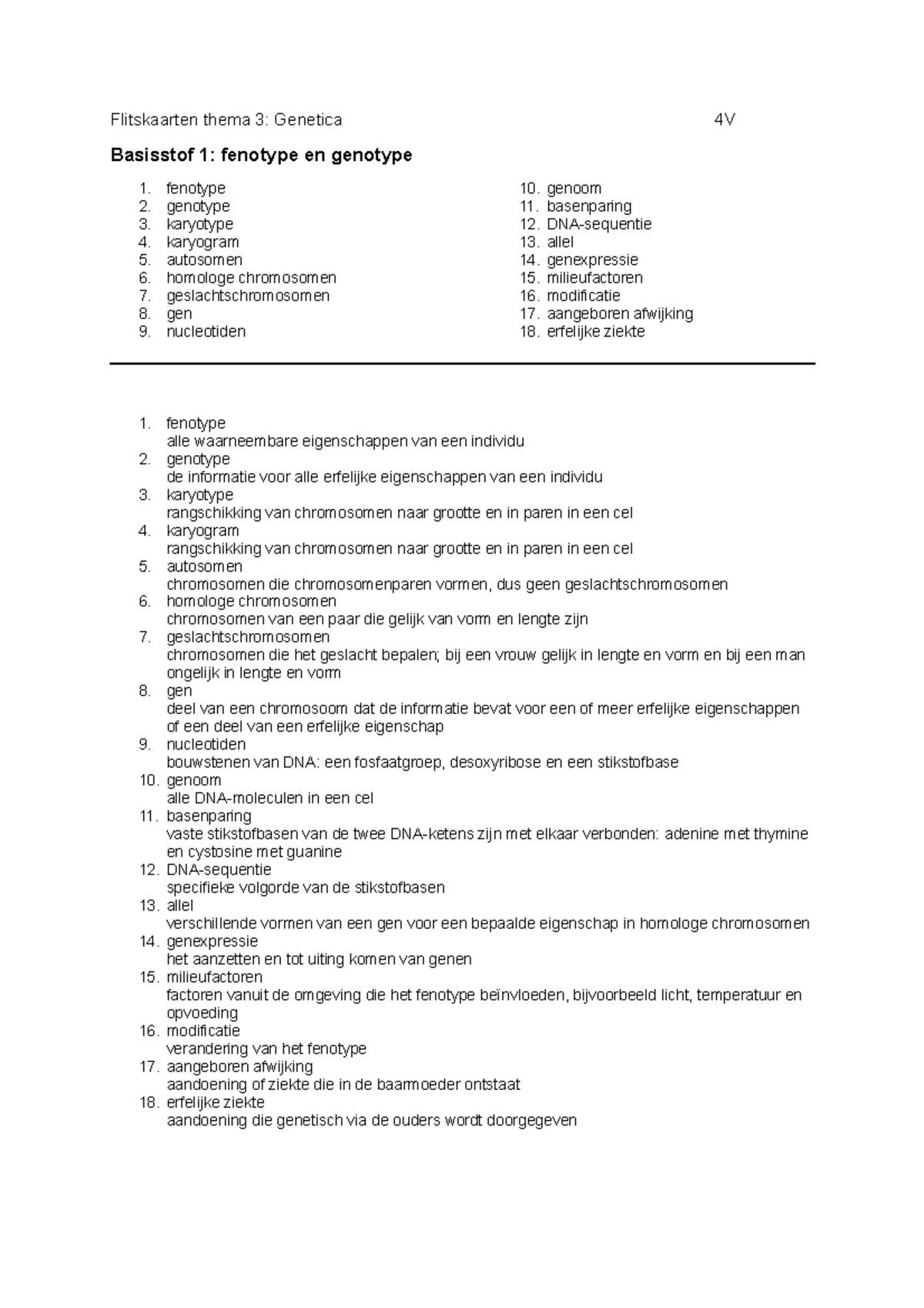 Flitskaarten over Genetica 4V: Basisstof en Genenparen Uitleg - Studeersnel