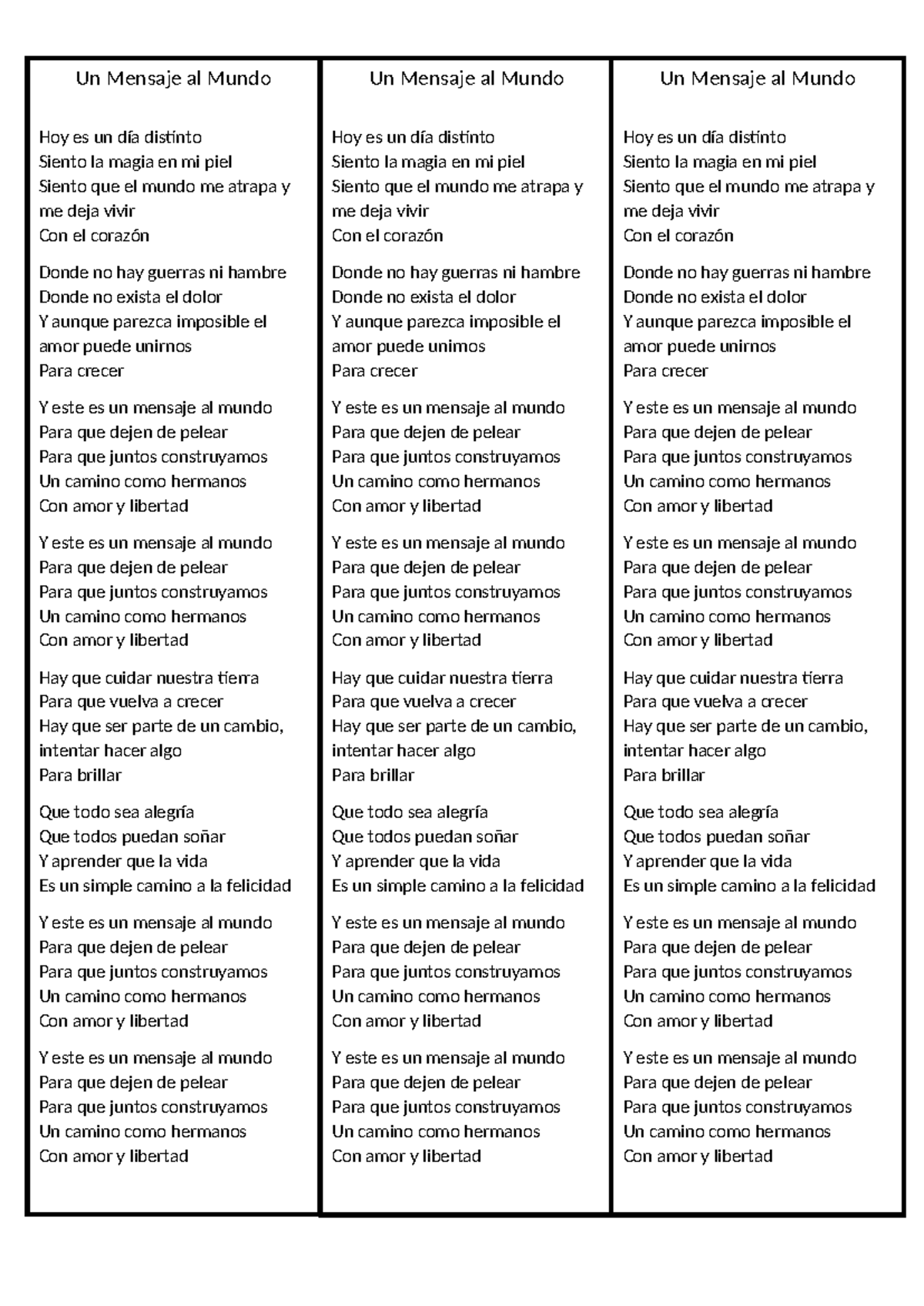 Letra de la Canción 