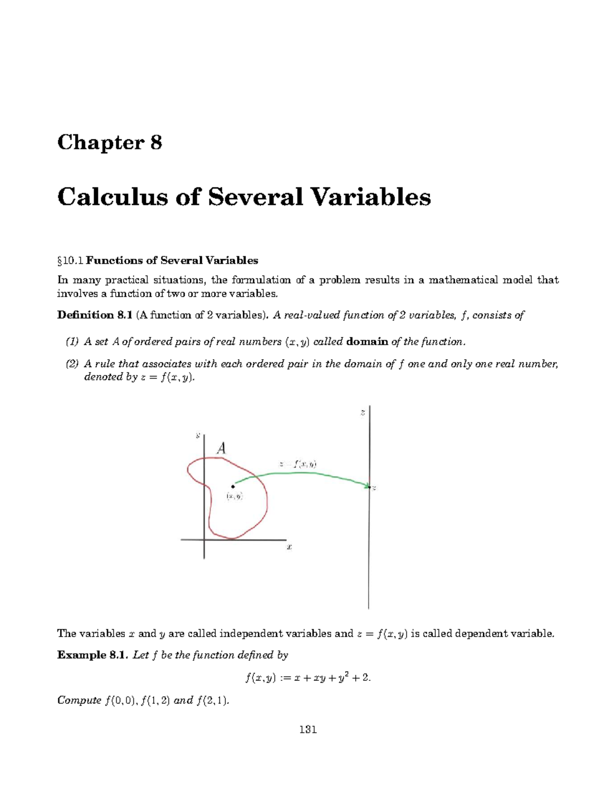 Chapter 8: Functions of Several Variables - Calculus Notes (Complete ...
