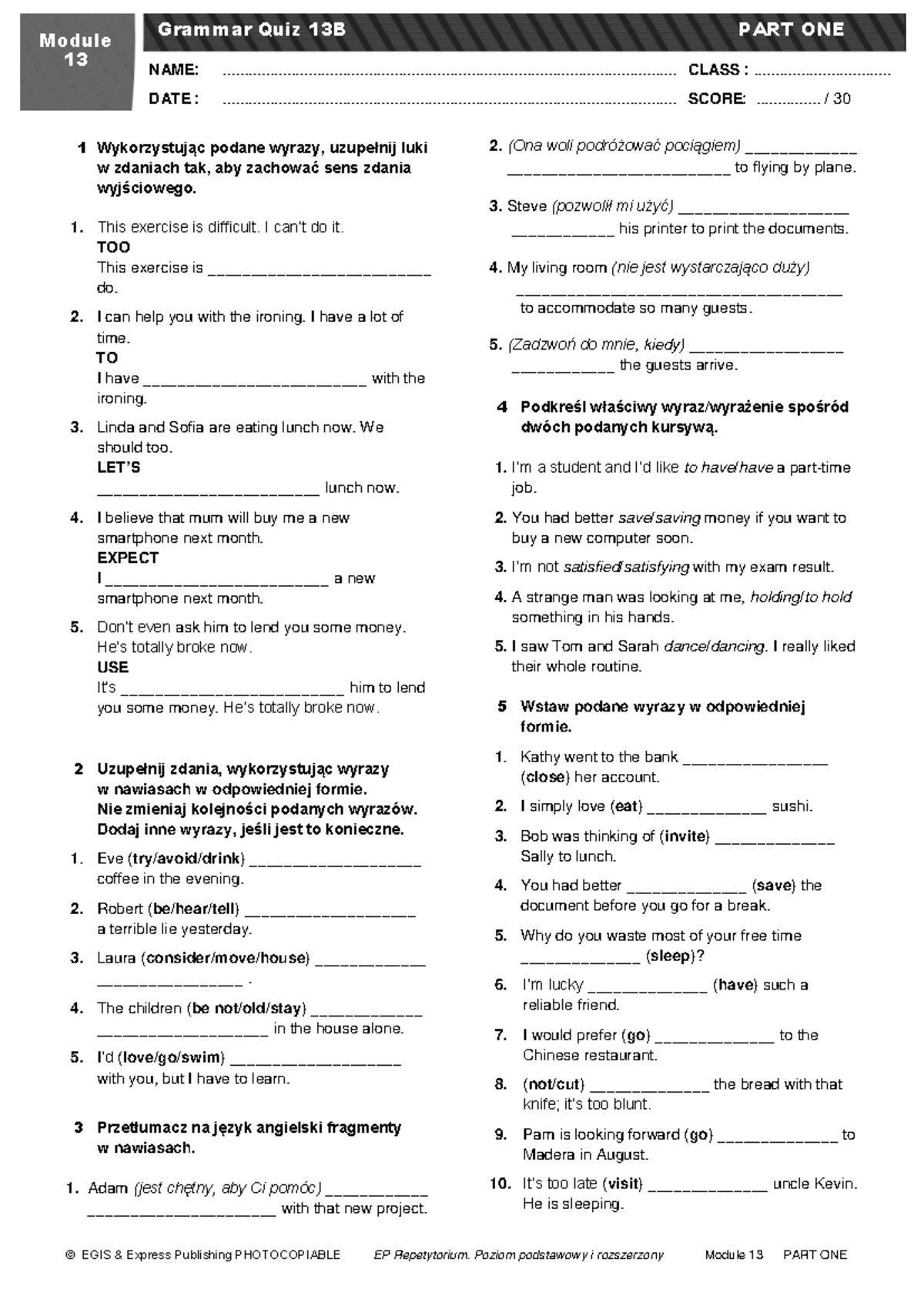 Module 13 Grammar Quiz 13B - Practice Exercises and Answers - Studocu