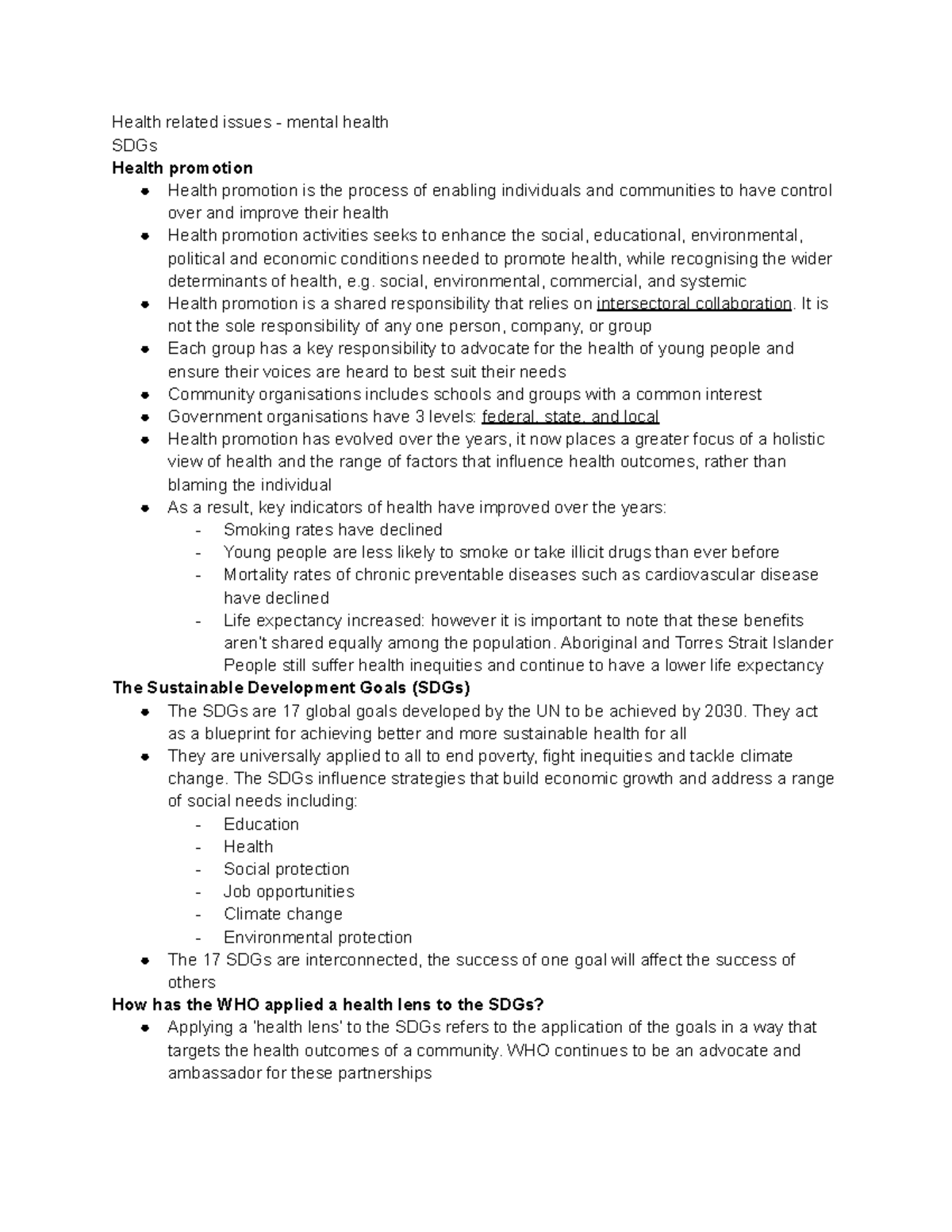 Health Promotion and Mental Health: Addressing SDGs and Community Needs ...