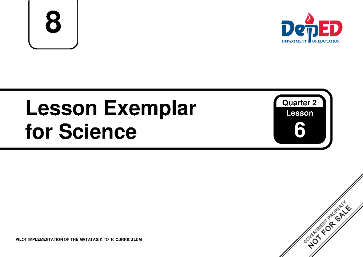 8 Science Lesson Exemplar for Grade 8: Week 6 (Quarter 2) - Studocu