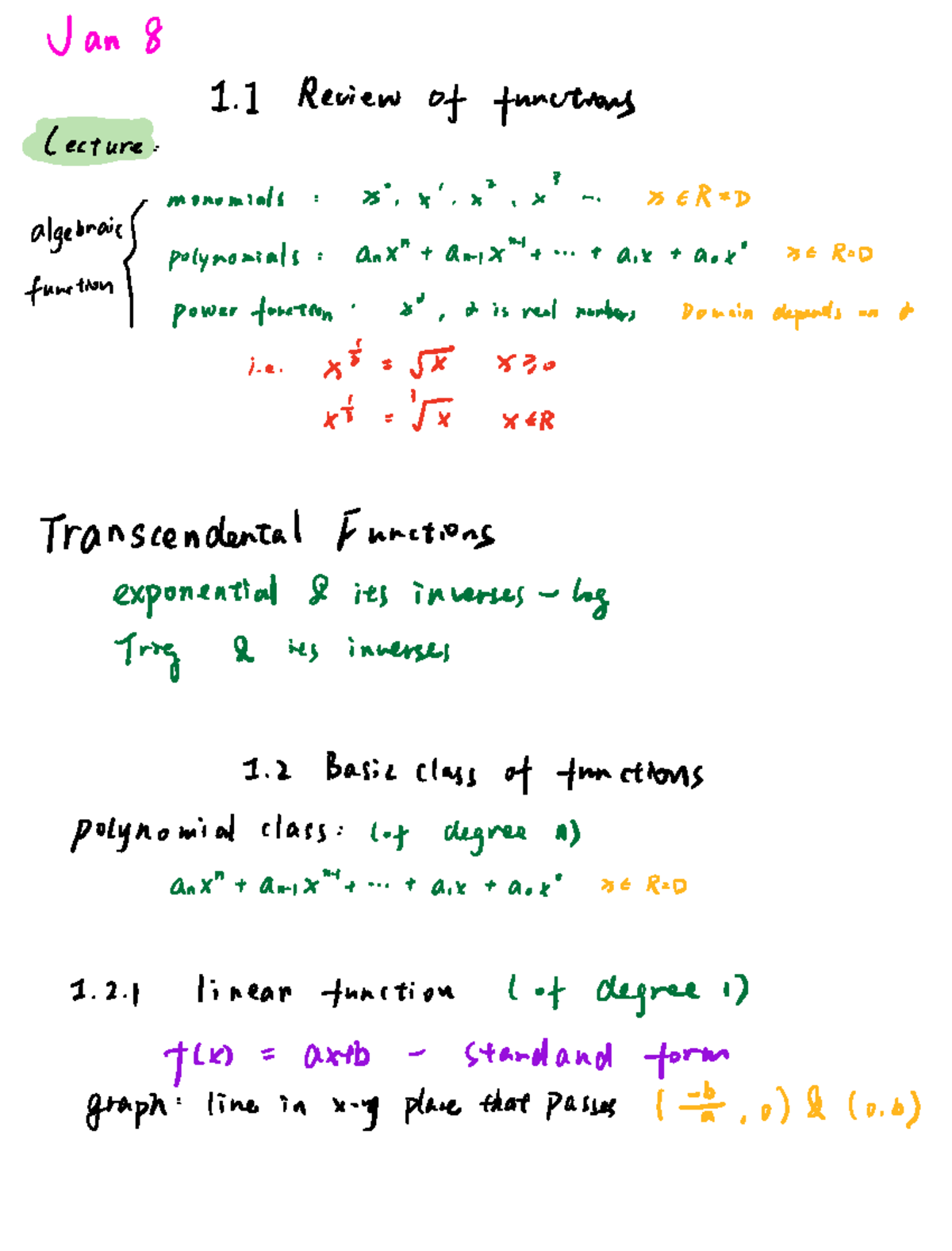 Final Exam Notes - Review of Functions (MATH 101) - Studocu