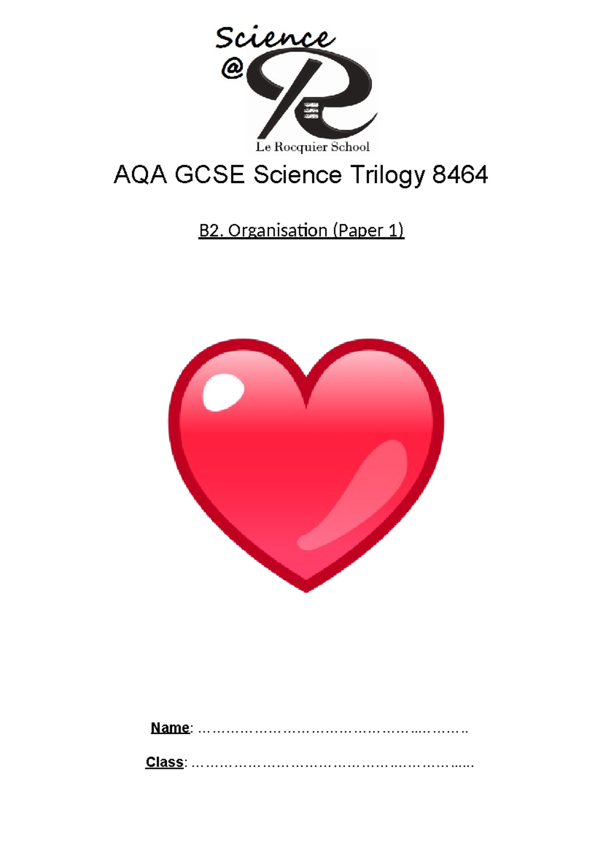 AQA GCSE Science Trilogy 8464 B2: Organisation Study Notes and Key ...