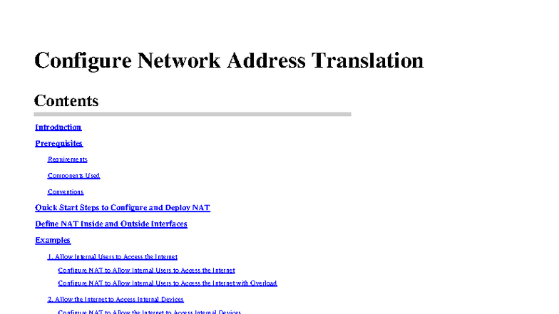 NAT Configuration Guide for Cisco Routers (Course Code: IDK) - Studocu