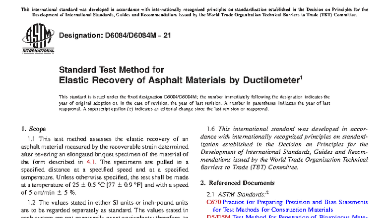 ASTM D6084 D6084M-21 - Standard Test Method for Asphalt Elastic ...