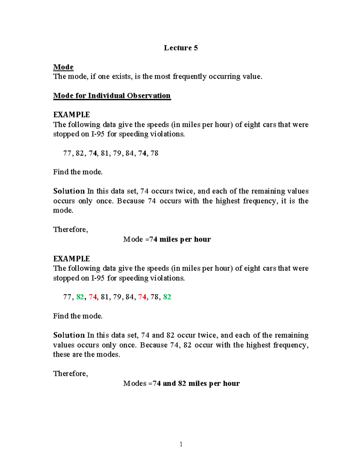 Lecture 5: Understanding the Mode in Central Tendency - Studocu