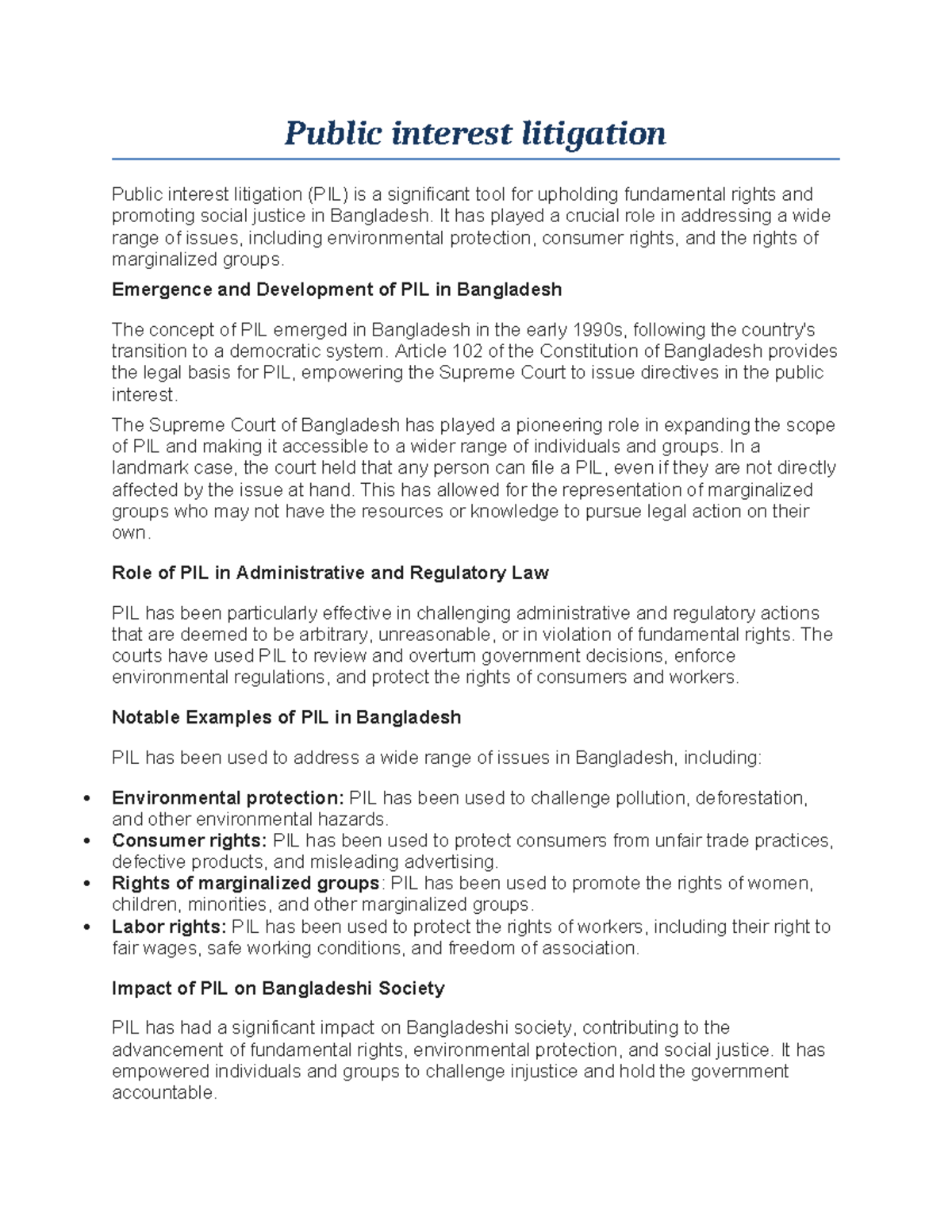 Public interest litigation - Public interest litigation Public interest ...