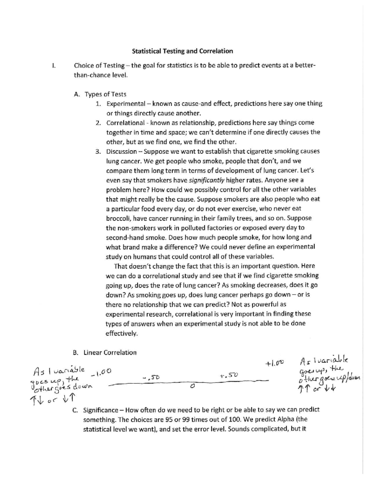 Final Exam Study Guide for Statistical Testing and Correlation I ...