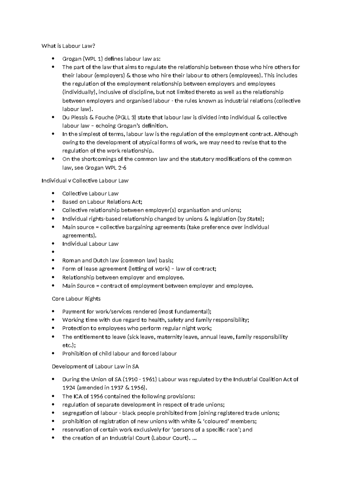 Labour Law Overview: Key Concepts and Historical Context (WPL 1 & PGLL ...