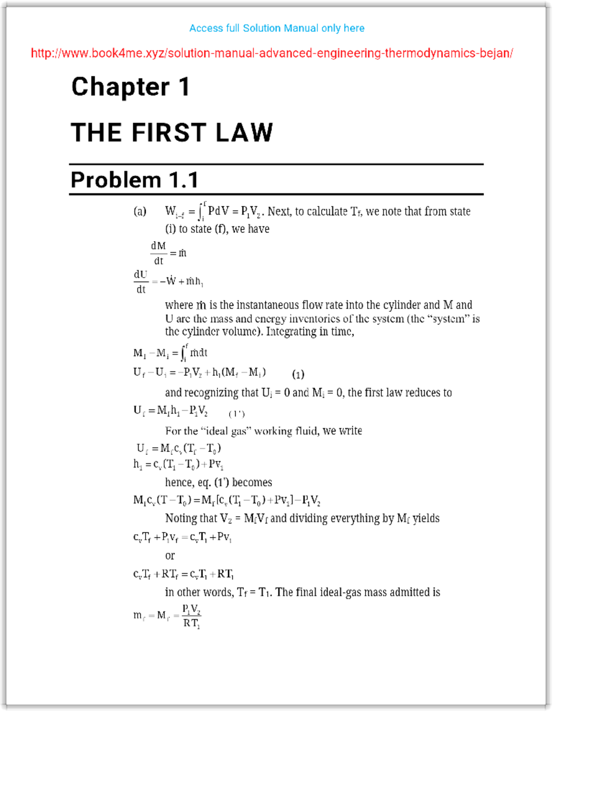 Solution Manual for Advanced Engineering Thermodynamics (4th Ed ...