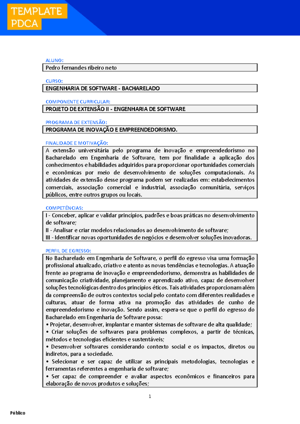 Projeto de Extensão II: Inovação em Engenharia de Software - Document Preview