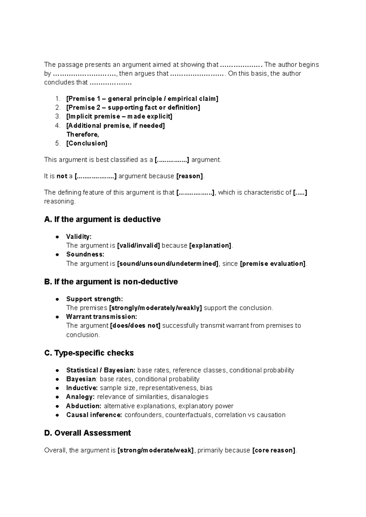 Critical Thinking Notes: Analyzing Arguments and Reasoning - Studocu
