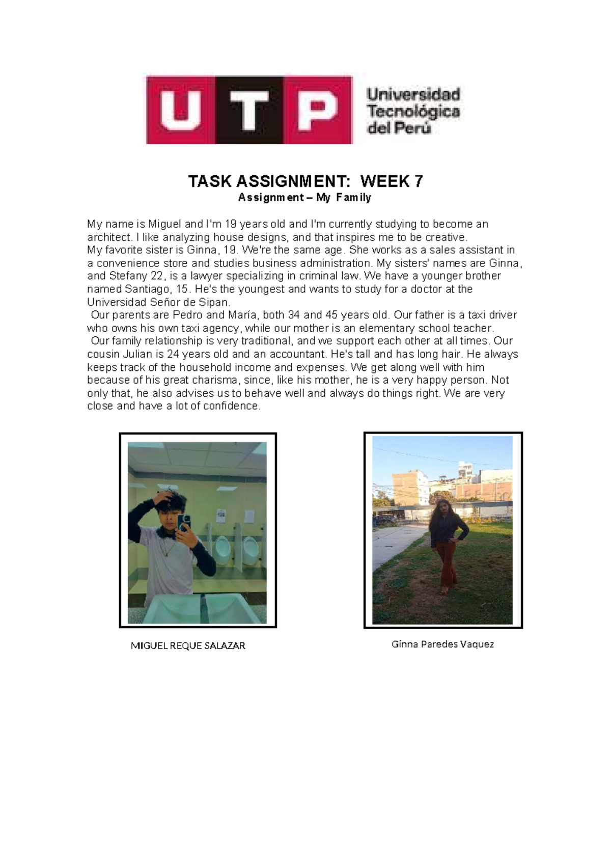 Week 7 - Task Assignment - My family-Ginna Paredes Vasquez Y Miguel ...