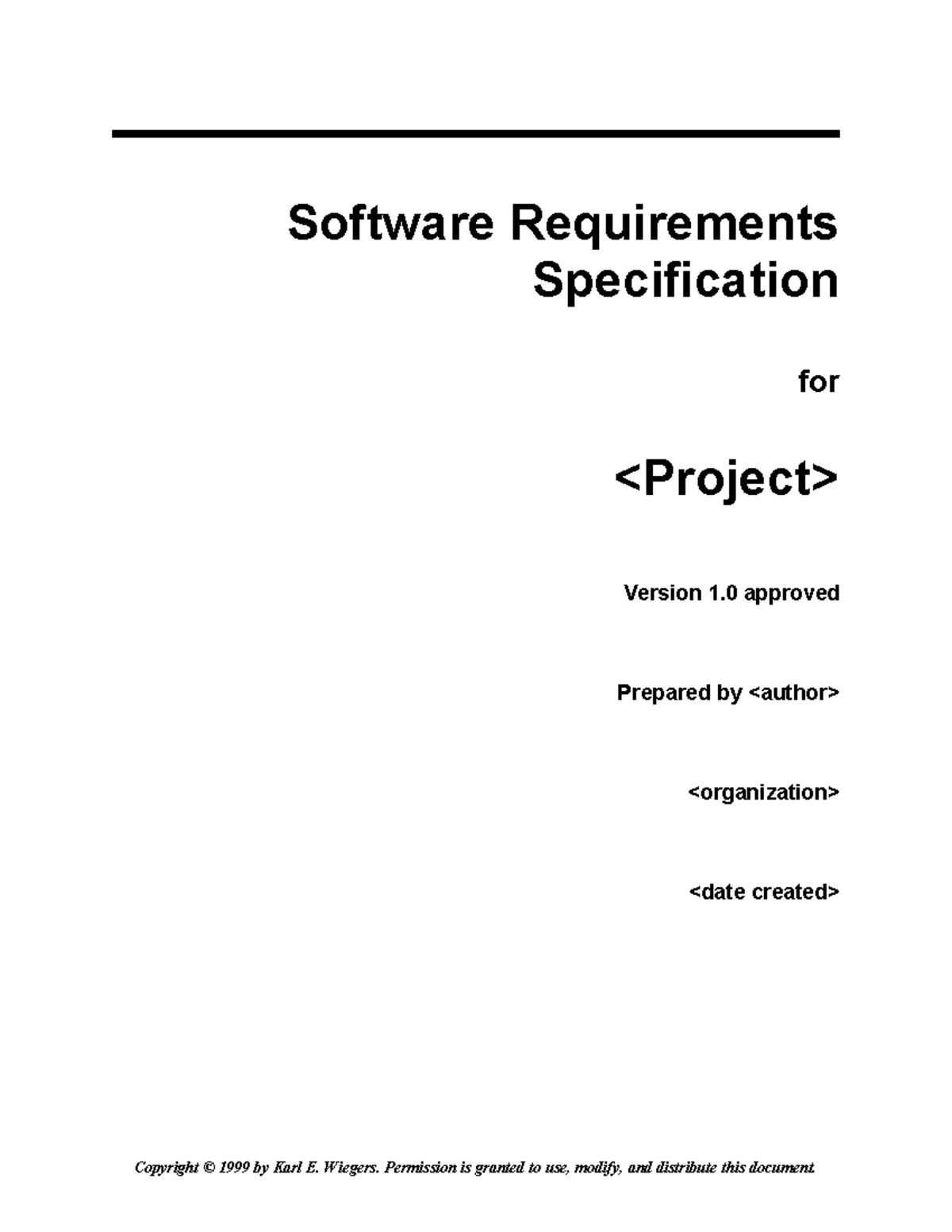 SRS Template for Project Specification – Version 1 Approved - Studocu