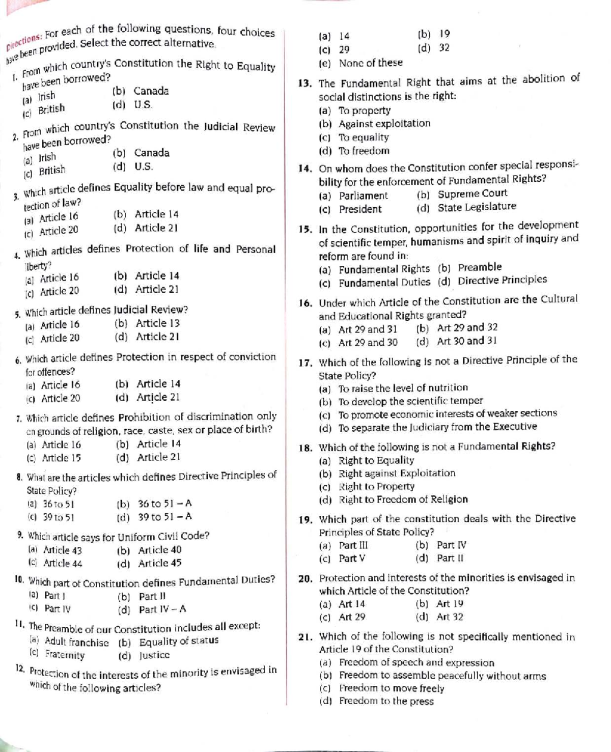 Fundamental Rights Overview - LLB Notes for Constitutional Law - Studocu