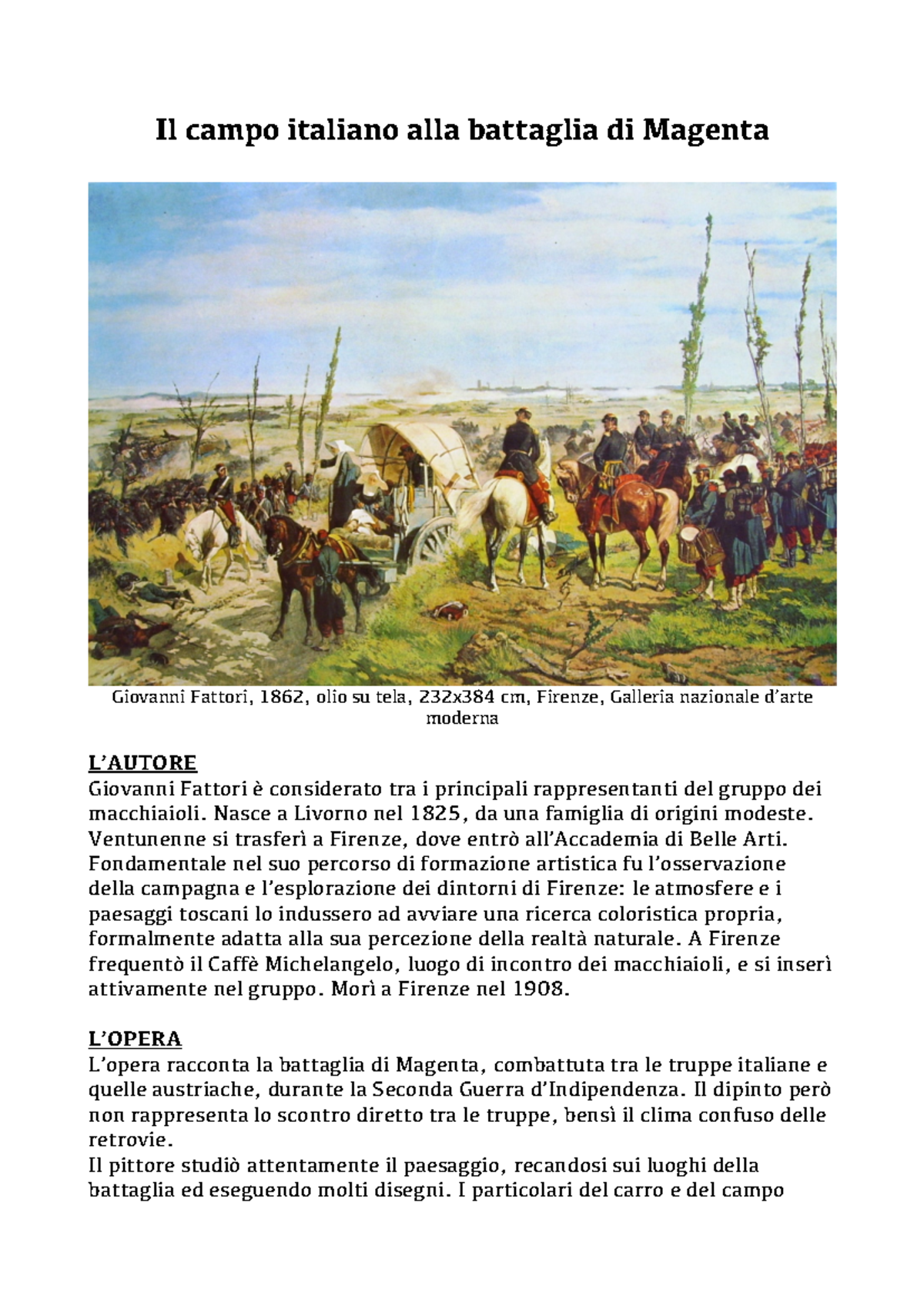 il campo italiano alla battaglia di magenta
