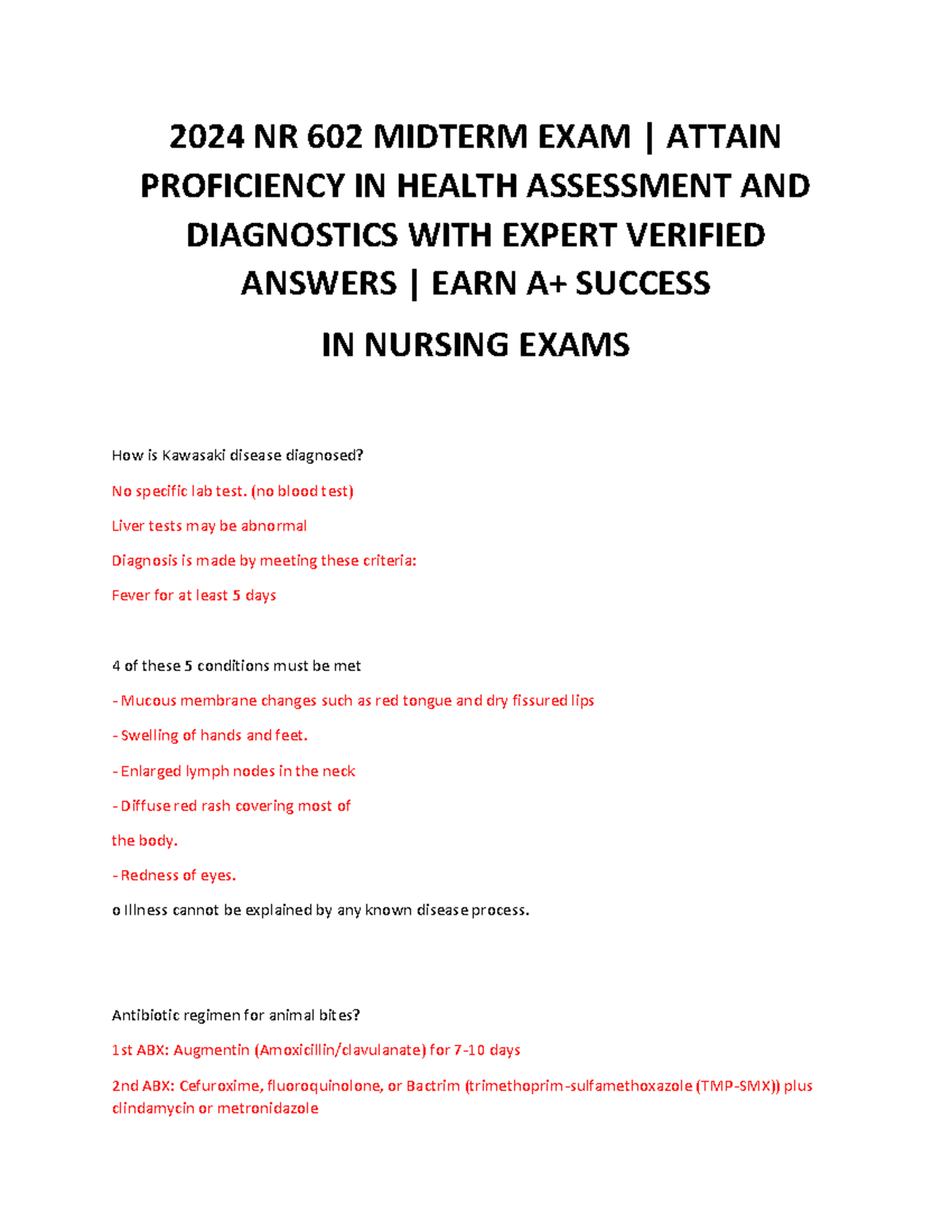 2024 NR 602 Midterm Exam Notes: Key Concepts in Health Assessment - Studocu