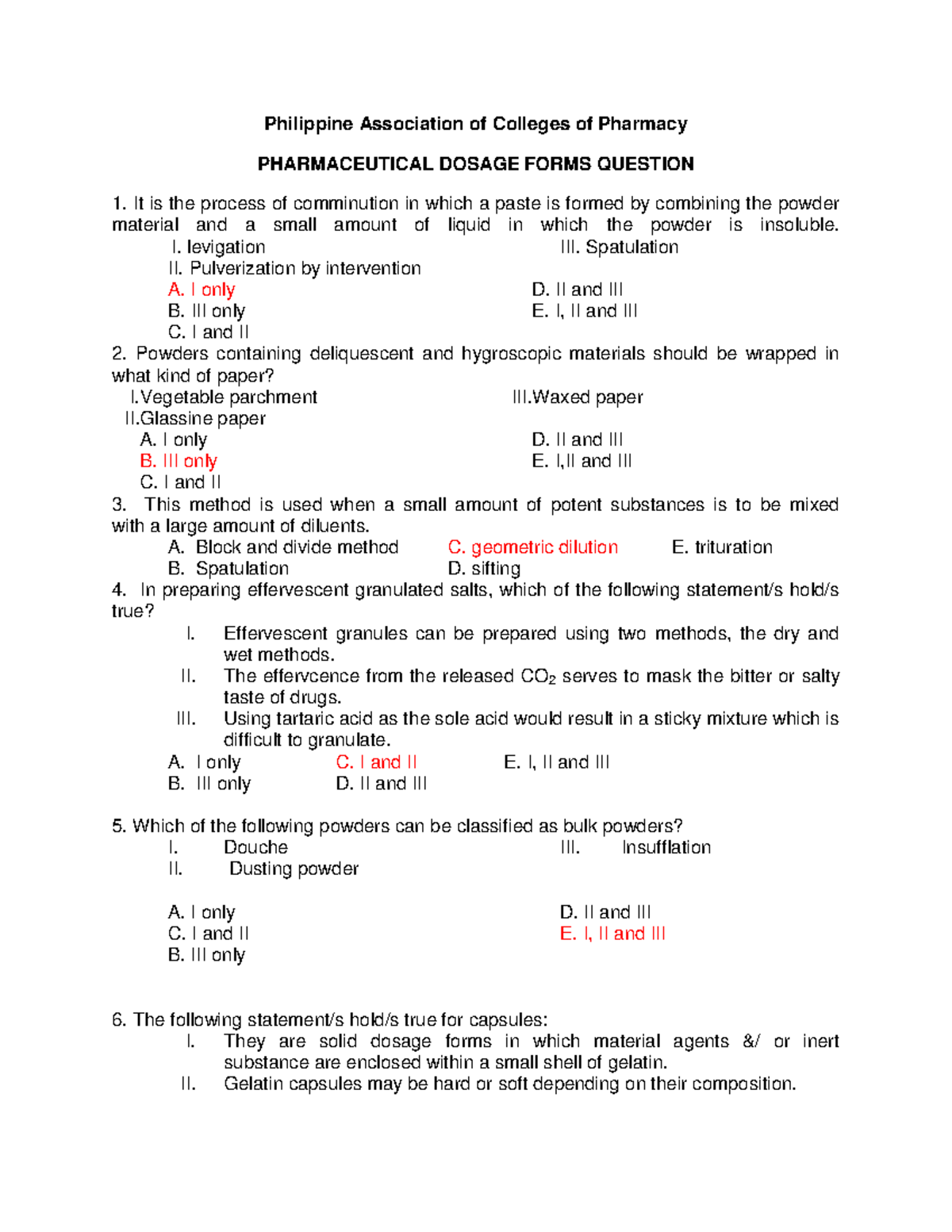 DDS Answer Key-PINK: Pharmaceutical Dosage Forms Questions and Answers ...
