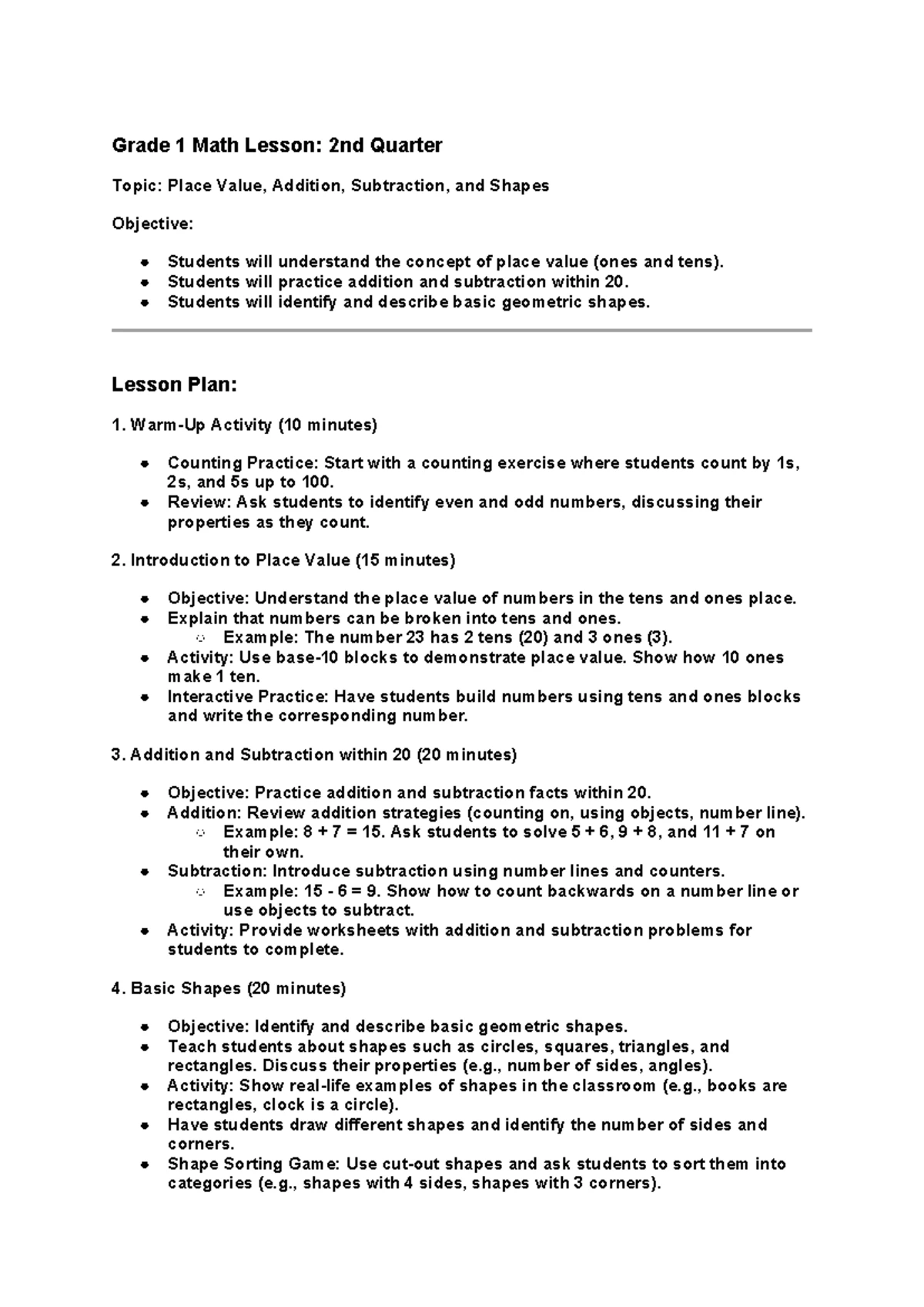 Grade 1 Math Lesson 1st Quarter - Grade 1 Math Lesson: 4th Quarter ...