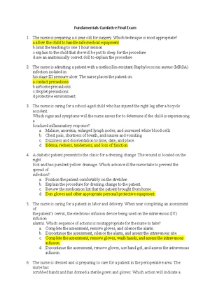 Nursing Practice Questions for Final Exam - Course Code: NURS 101 - Studocu
