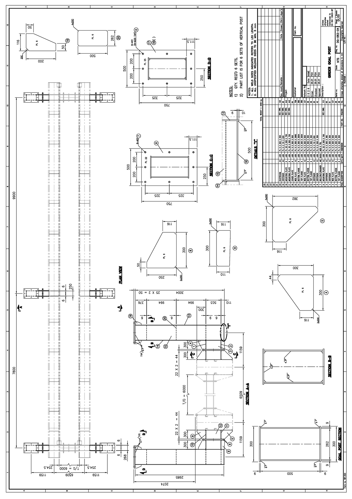 Girder Goal Post Design - PL 6 Specifications and Tolerances - Studocu