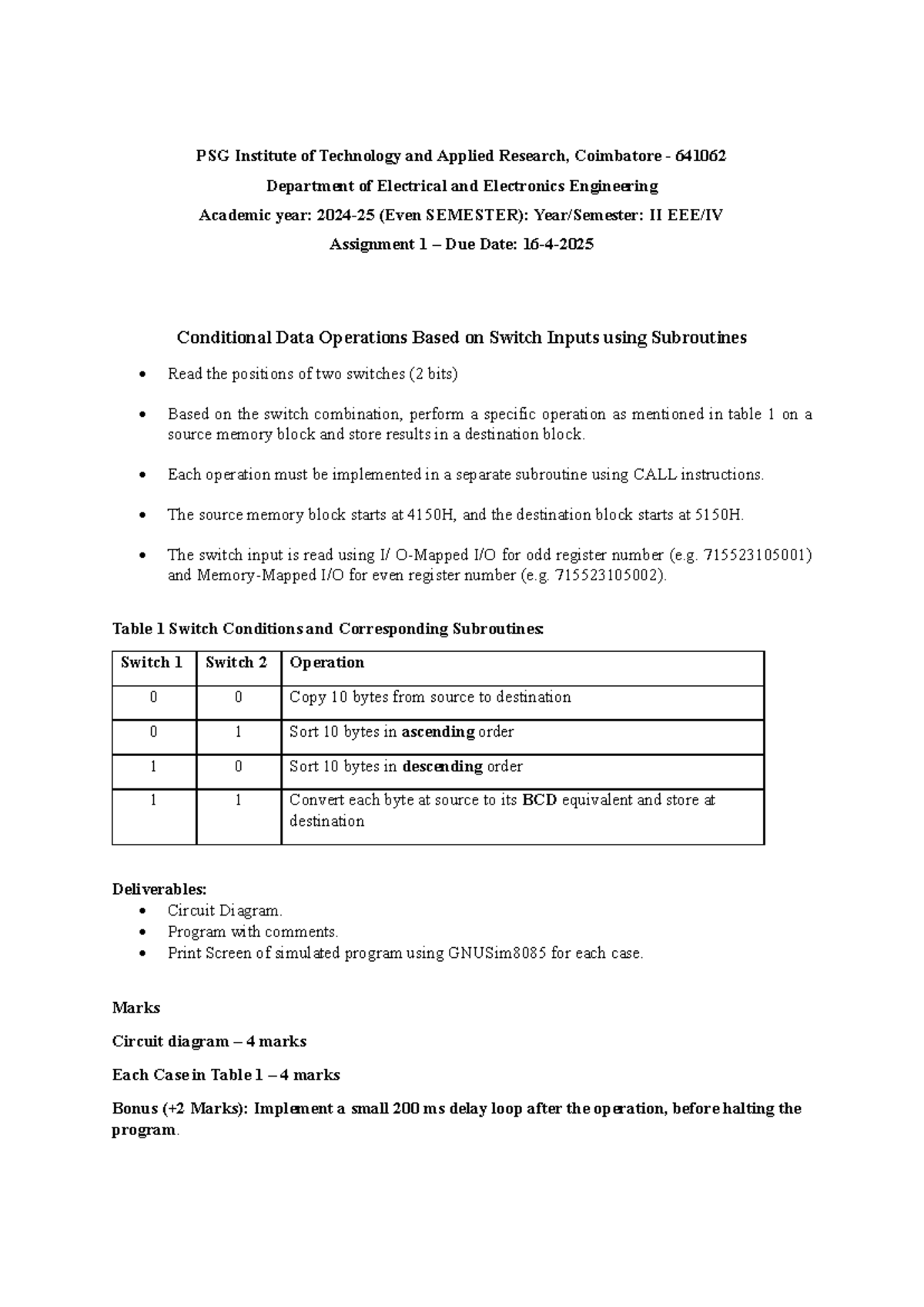8085 Assembly Programming Assignment 1: Conditional Data Ops - Studocu