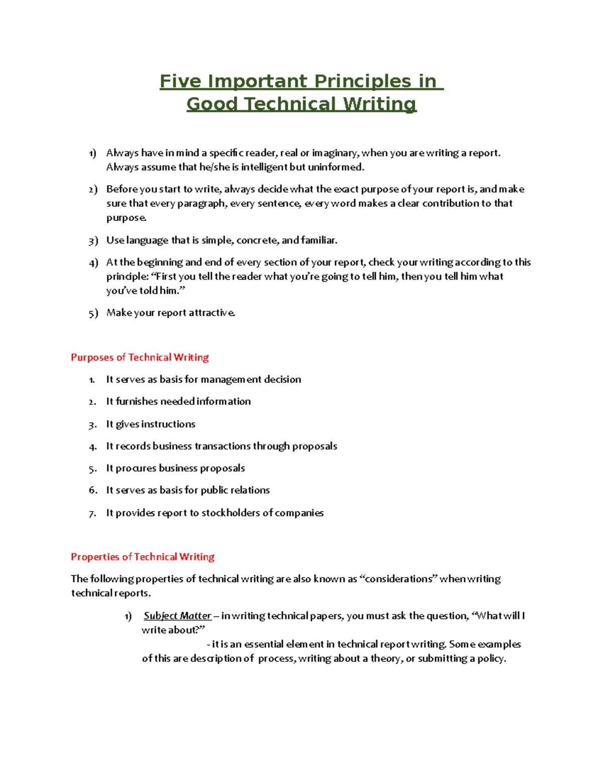 Technical Writing - Technical Writing Mills and Walter (1981 ...