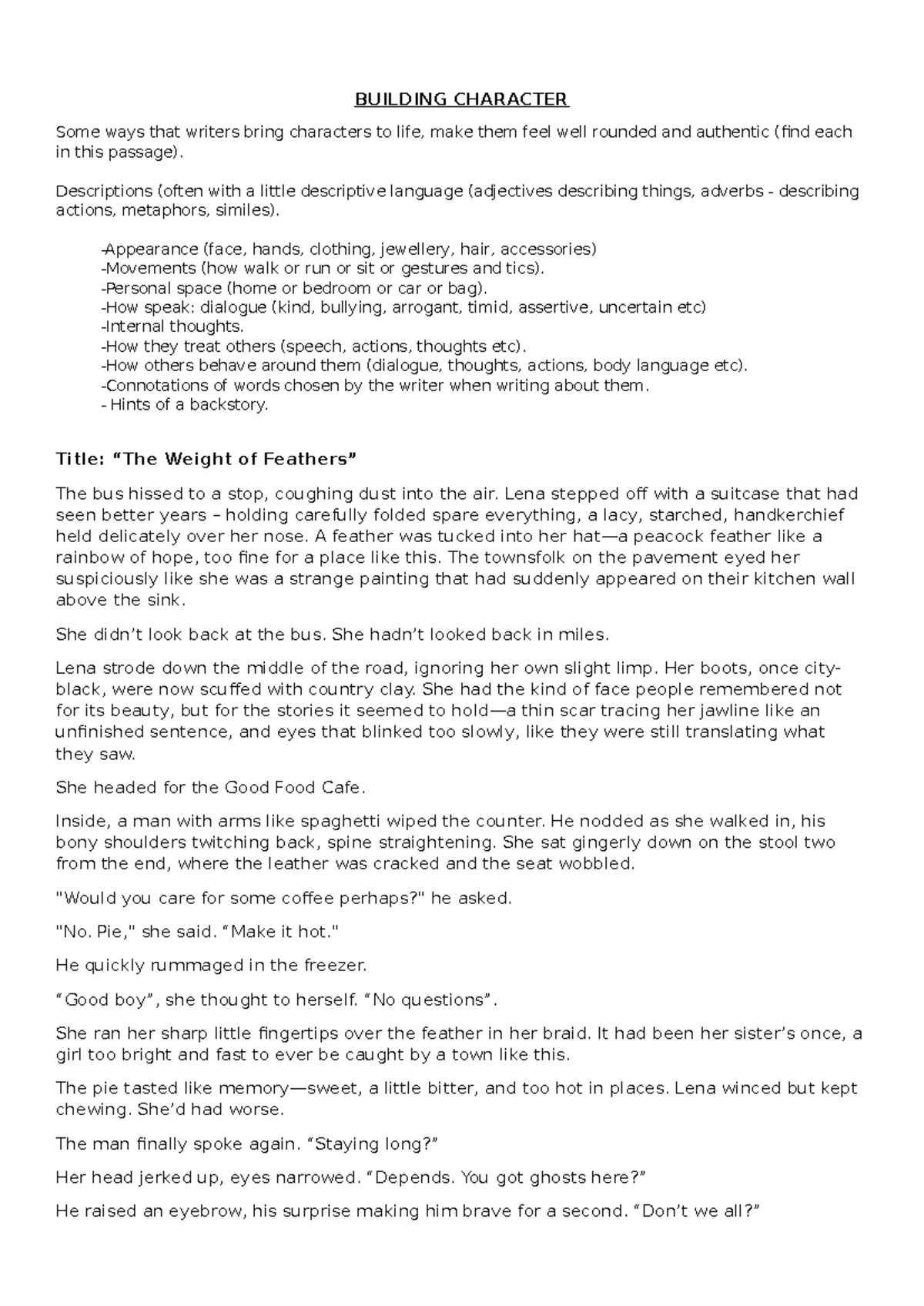 Building Character: Techniques for Creating Authentic Characters - Studocu