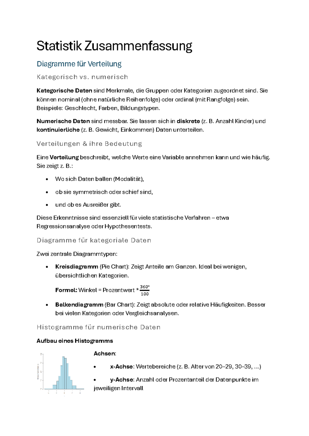 Statistik Zusammenfassung: Diagramme und Verteilungen Kategorisch vs ...