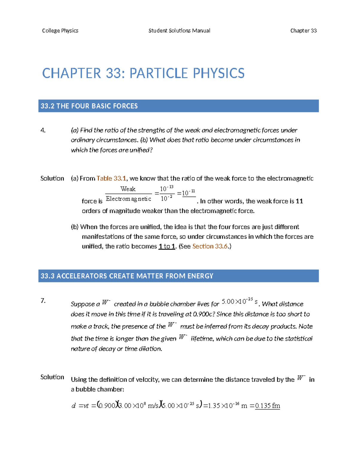 AP College Physics 31 Student Solutions Manual: Chapter 33 - Particle ...