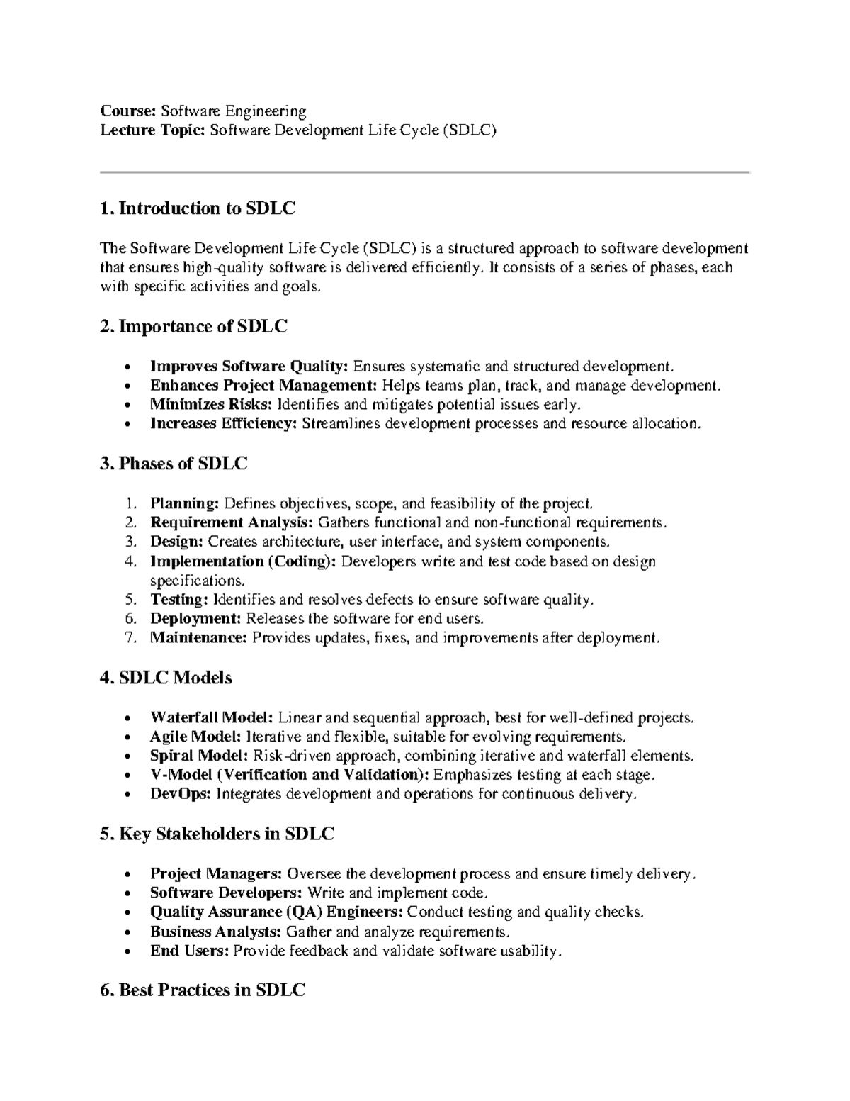 Course 3 - My own notes to Software Development Life Cycle (SDLC ...