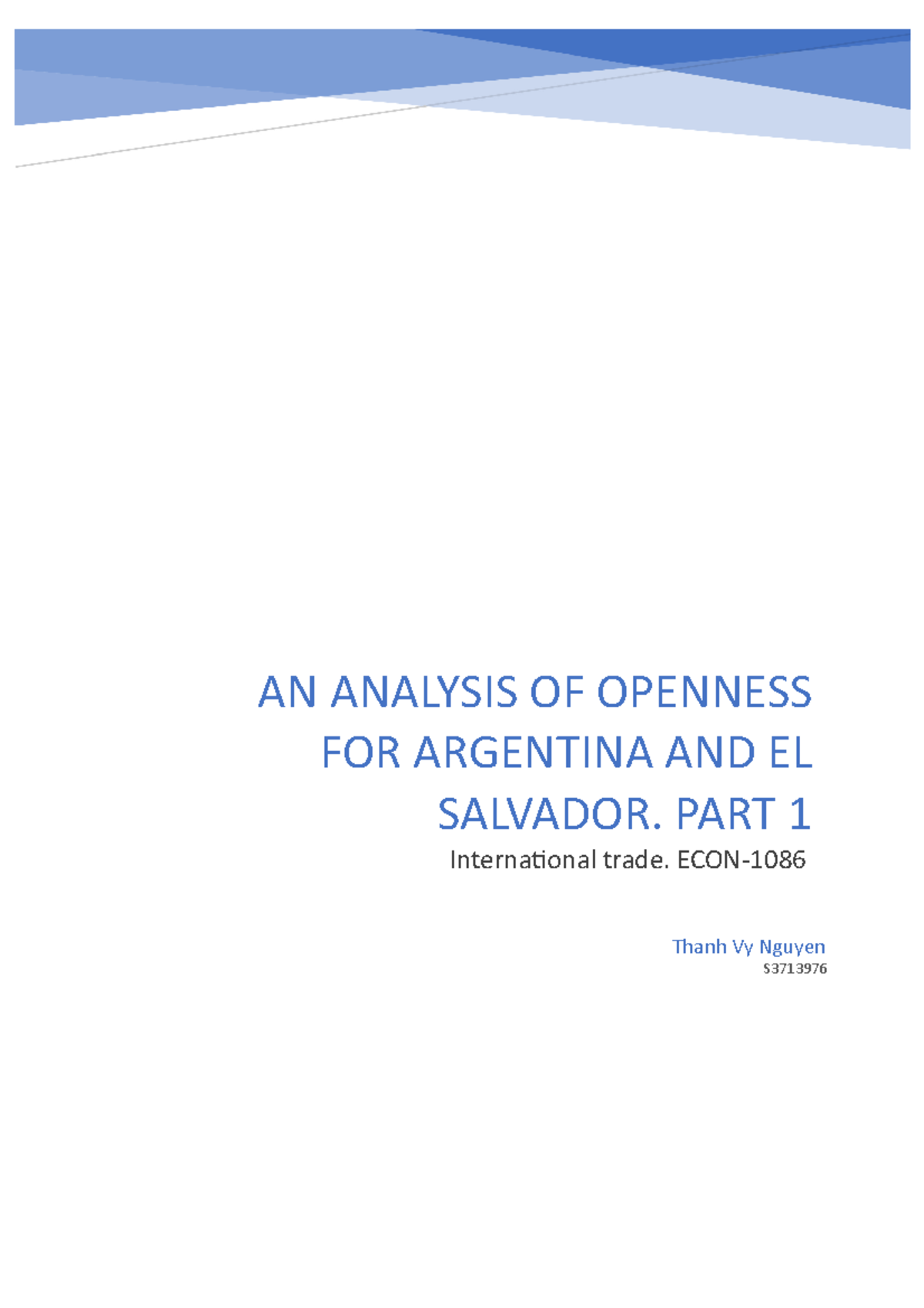 Data Analysis - international trade assignment 2 - Thanh Vy Nguyen S AN ...