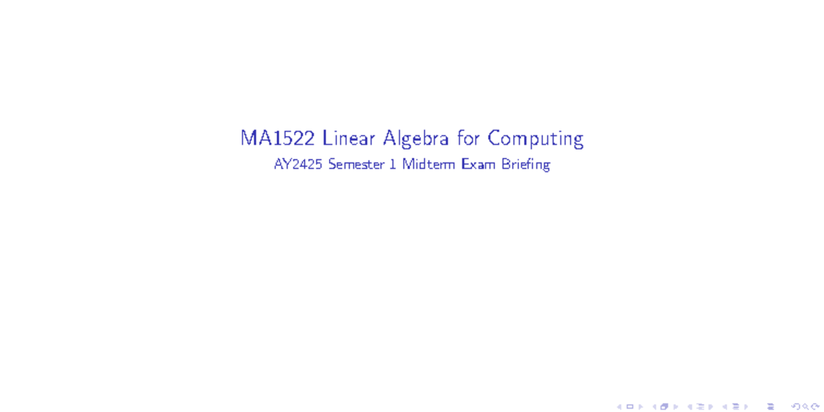MA1522 Linear Algebra for Computing AY2425 Midterm Exam Guide - Studocu