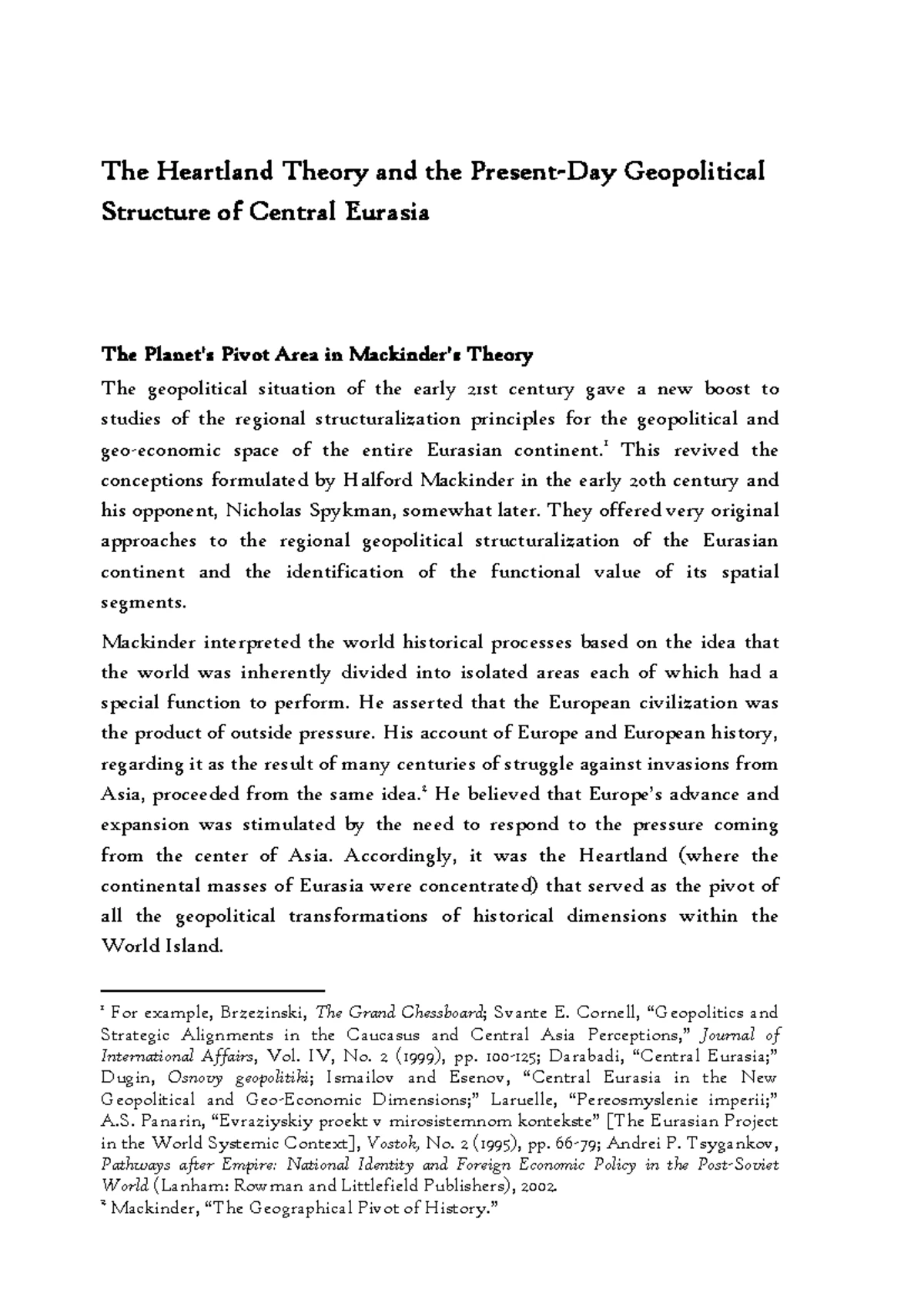 Revisiting Heartland Theory: U.S., EU, Russia & China in Central Asia ...
