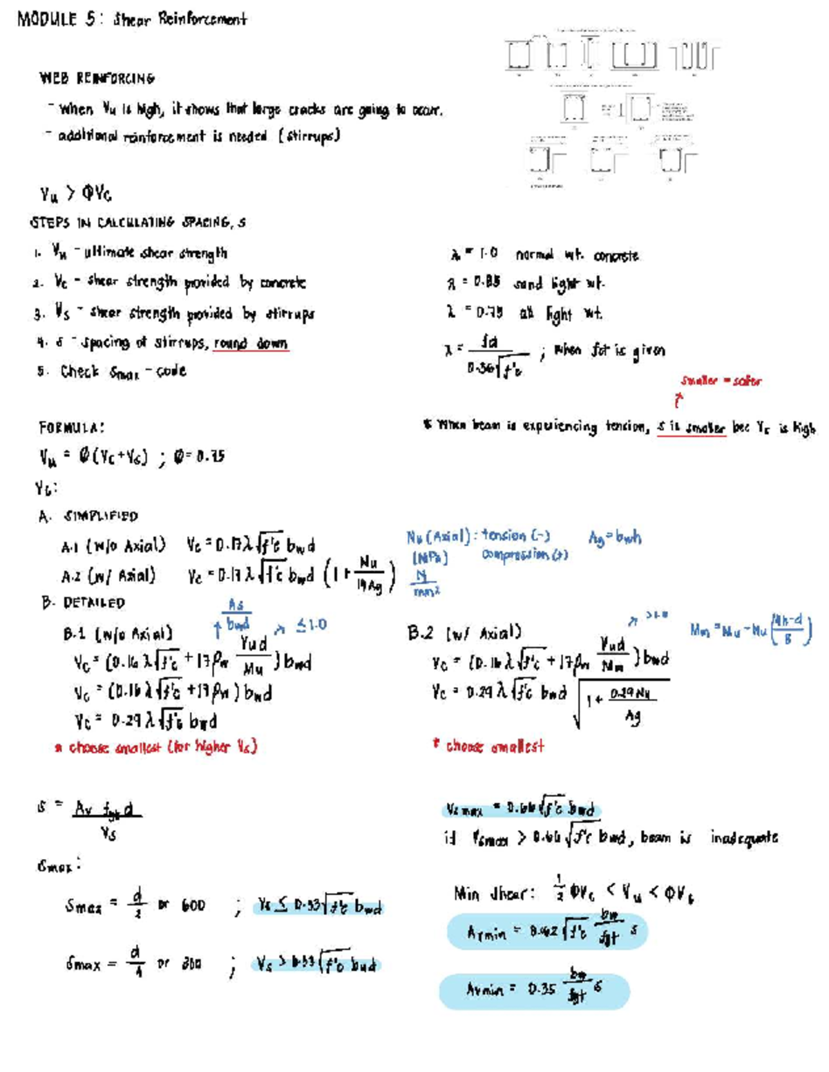 RCD 5-8: Shear Reinforcement and Slab Design Lecture Notes - Studocu