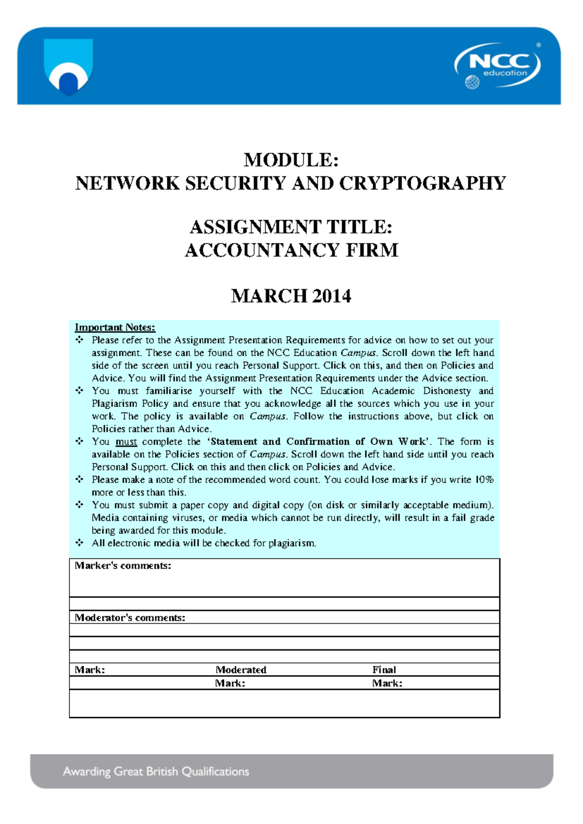 NSC-Assignment - March 2014 - Final - MODULE: NETWORK SECURITY AND ...