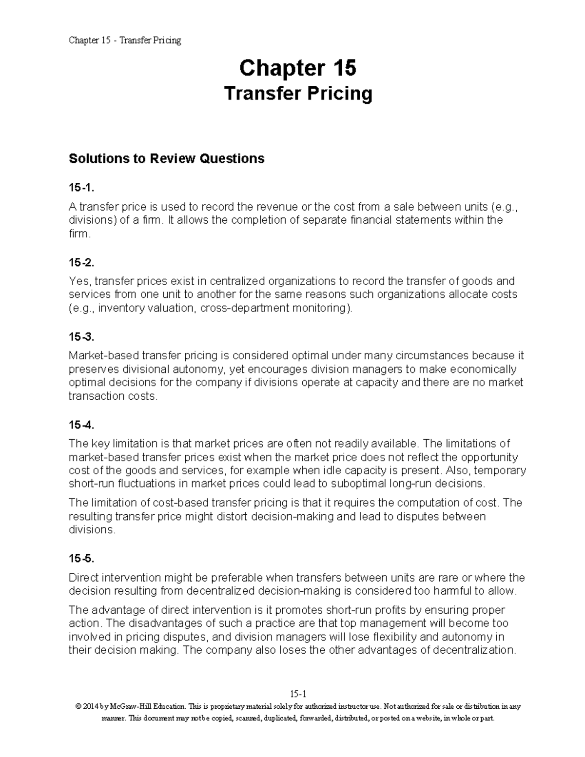 SMChap 015 - Fundamental of cost accounting solution manual CH 15 ...