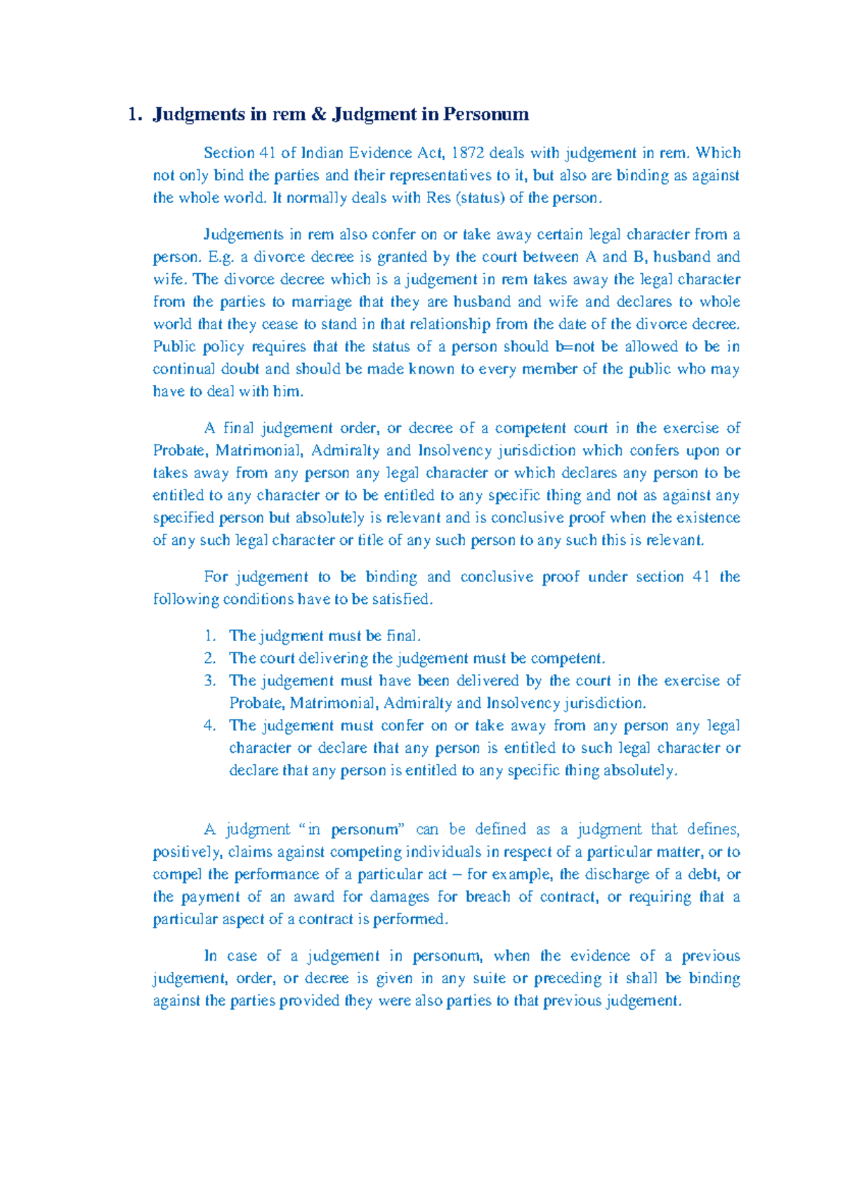 Judgment in Rem vs Judgment in Personum: Analysis and Implications ...