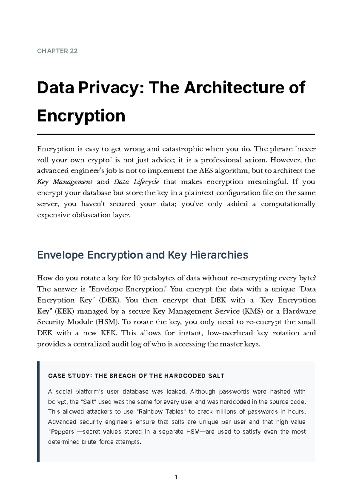 CHAPTER 22 Data Privacy: Key Management & Encryption Architecture - Studocu