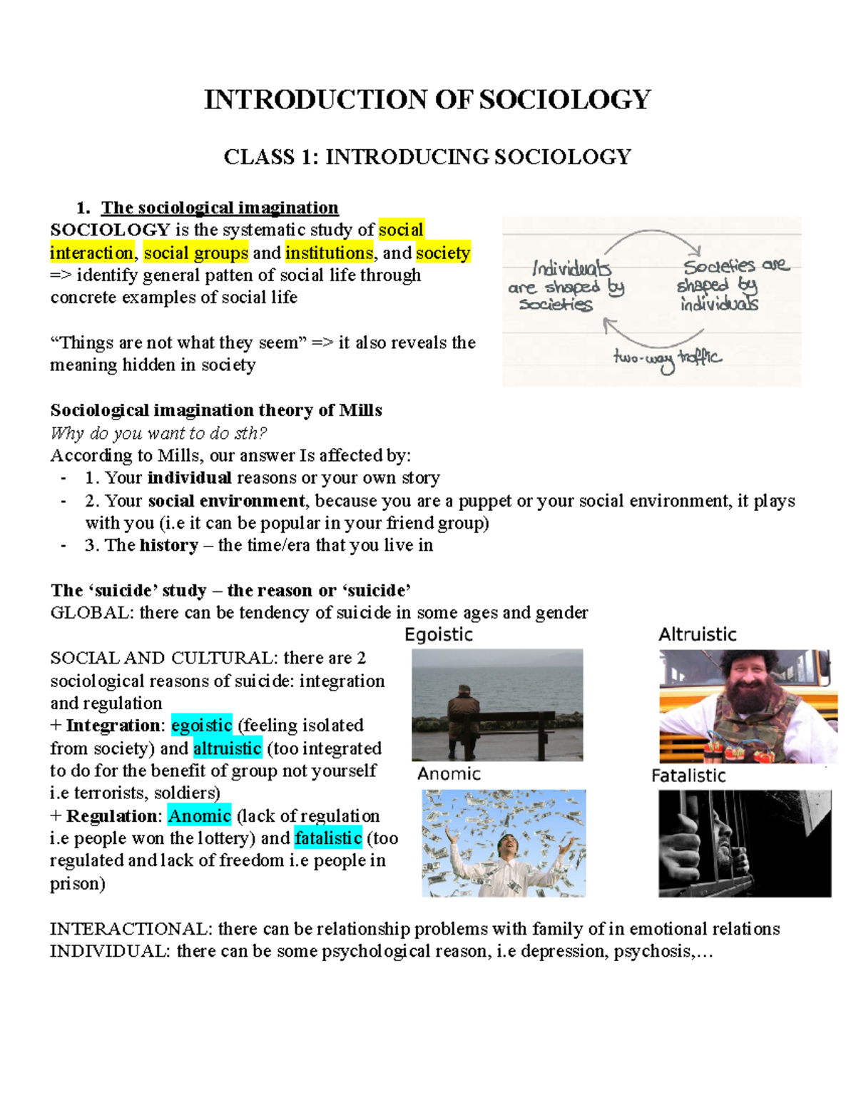 SOC 101: Introduction to Sociology - Class 1 Overview and Key Concepts ...