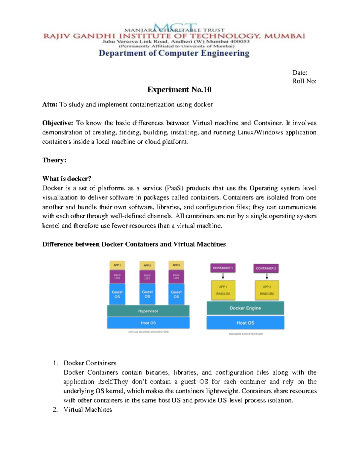 Containerization using Docker: CC EXP 10 B3 640 - dfe - Studocu