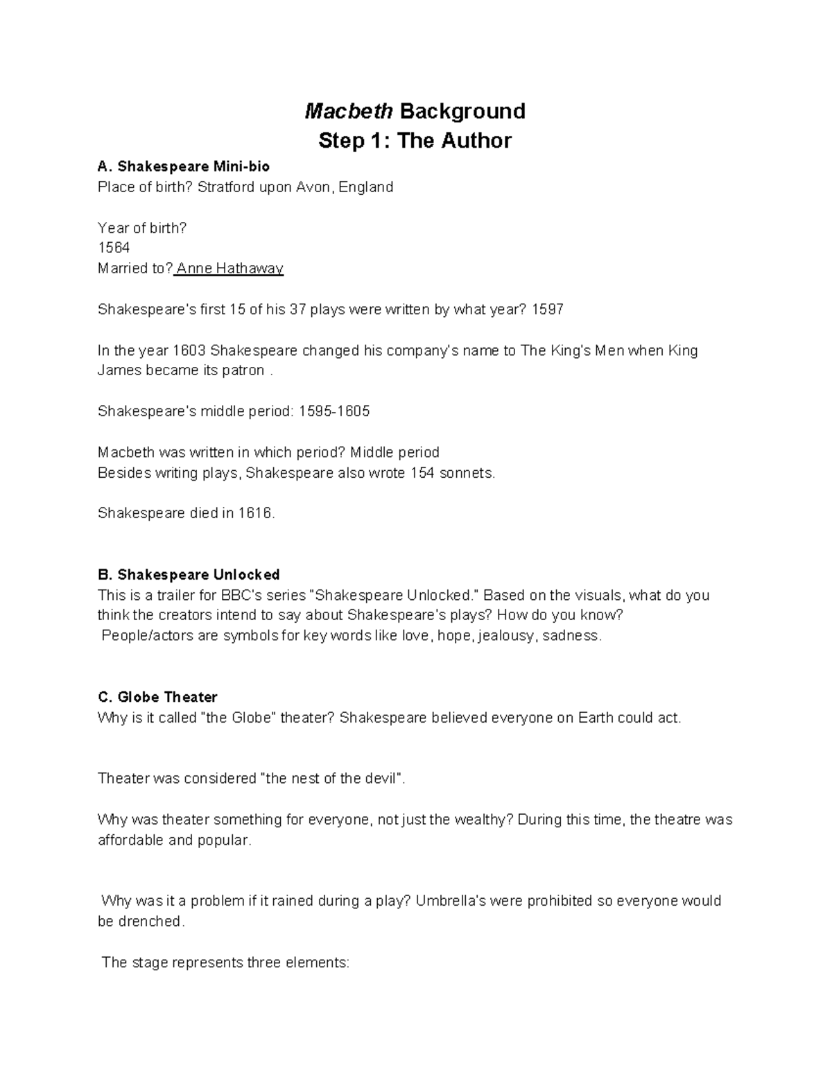 ENGL 101: Macbeth Character Insights and Background Analysis - Studocu